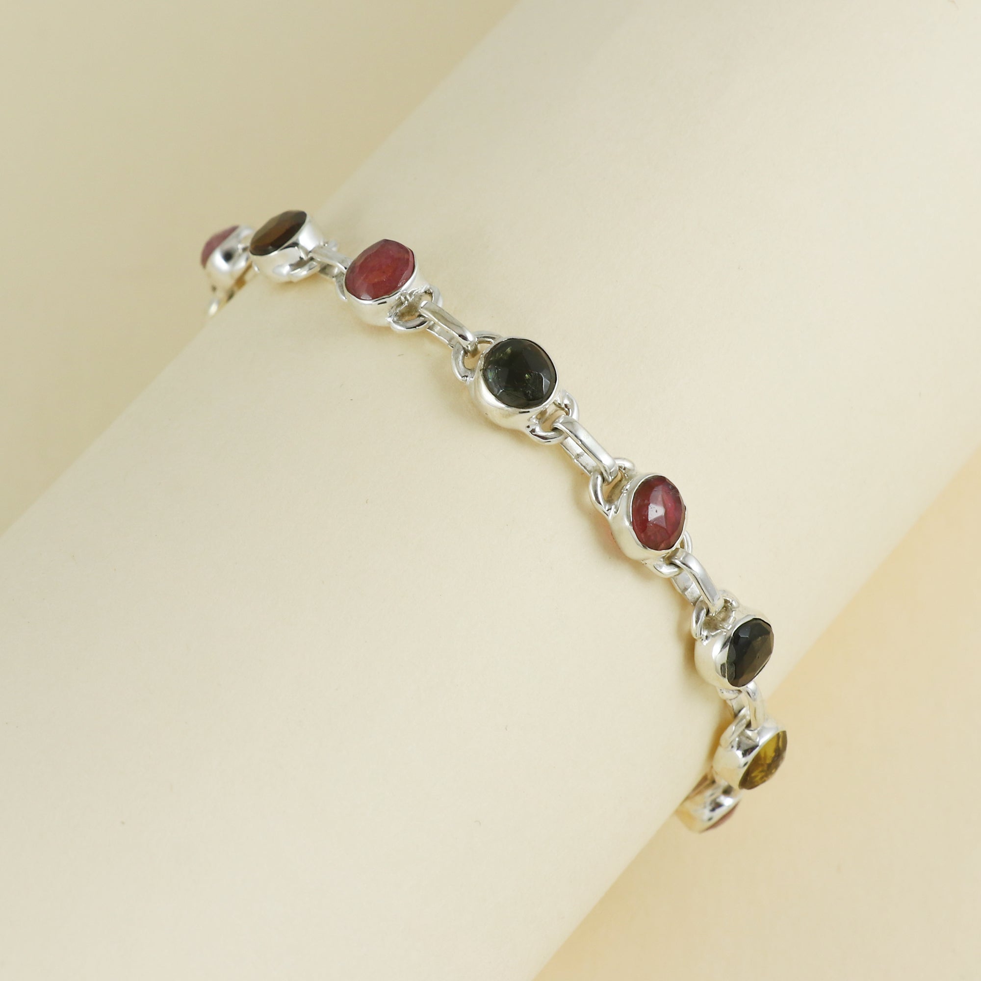 Natural Sterling Silver 925 Tourmaline, Bracelet