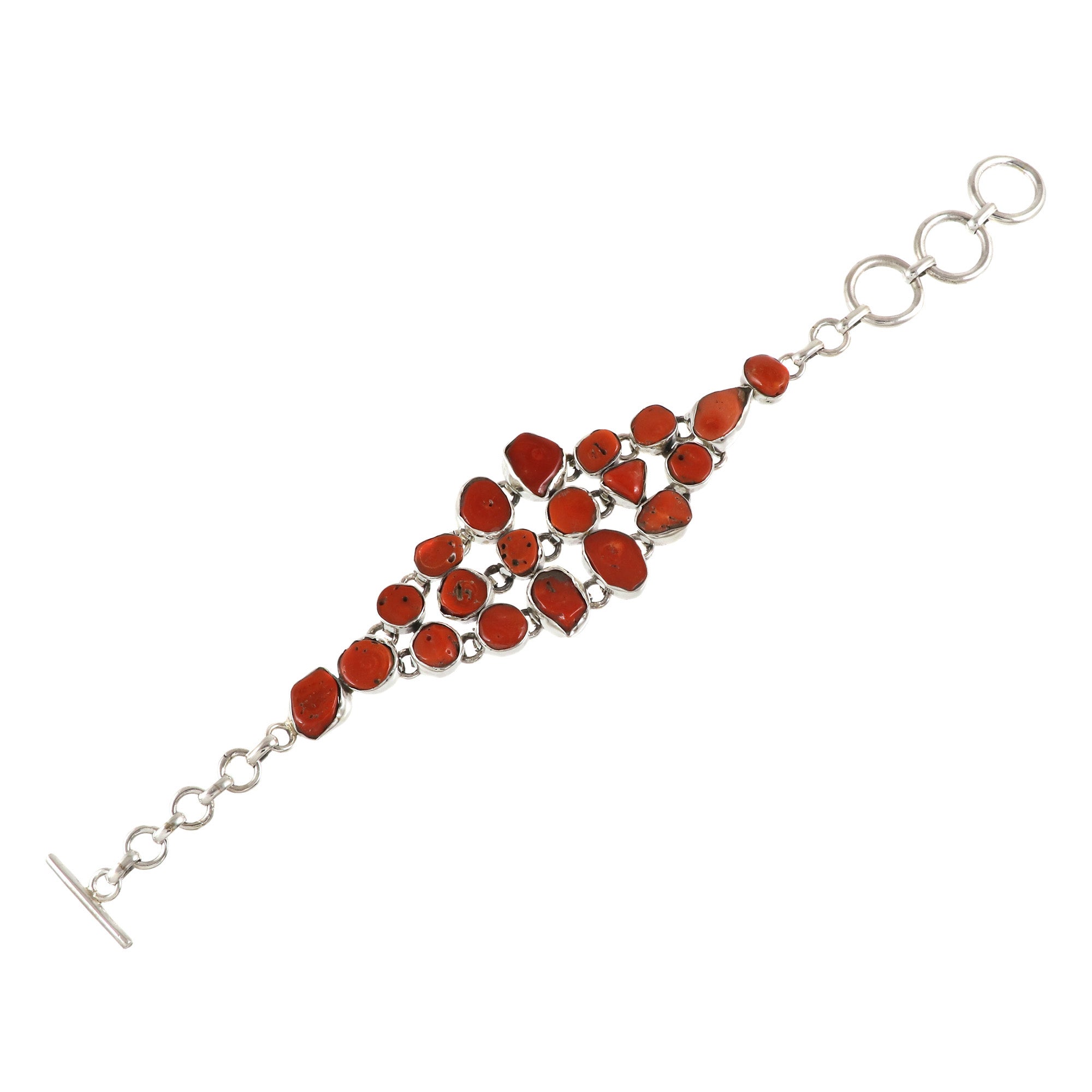 Natural Coral Sterling Silver 925 Bracelet
