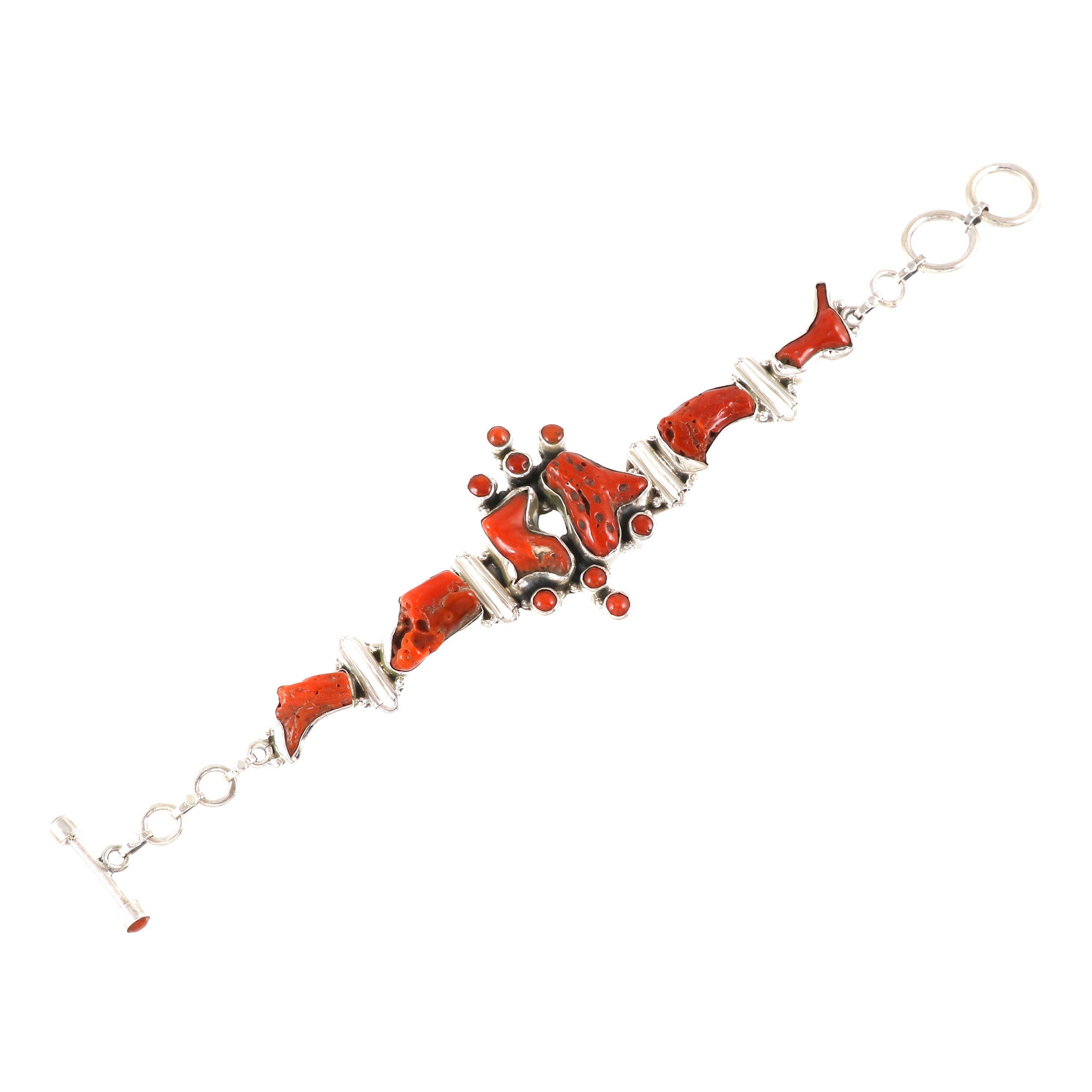 Natural Coral Sterling Silver 925 Bracelet
