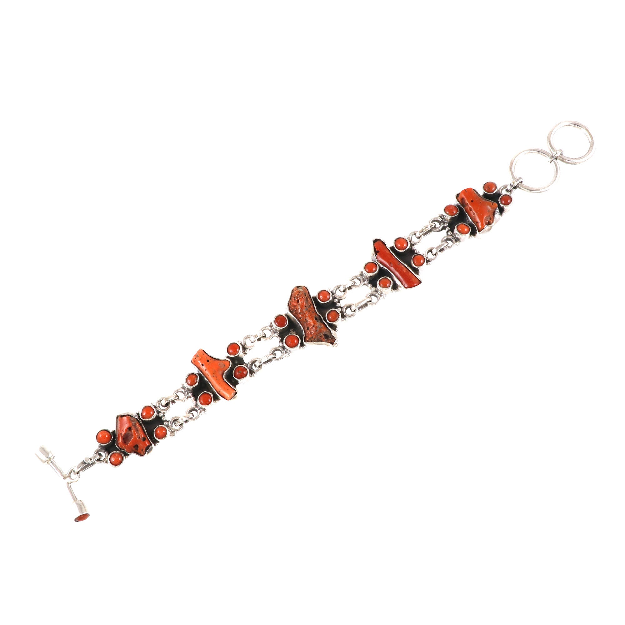 Natural Coral Sterling Silver 925 Bracelet