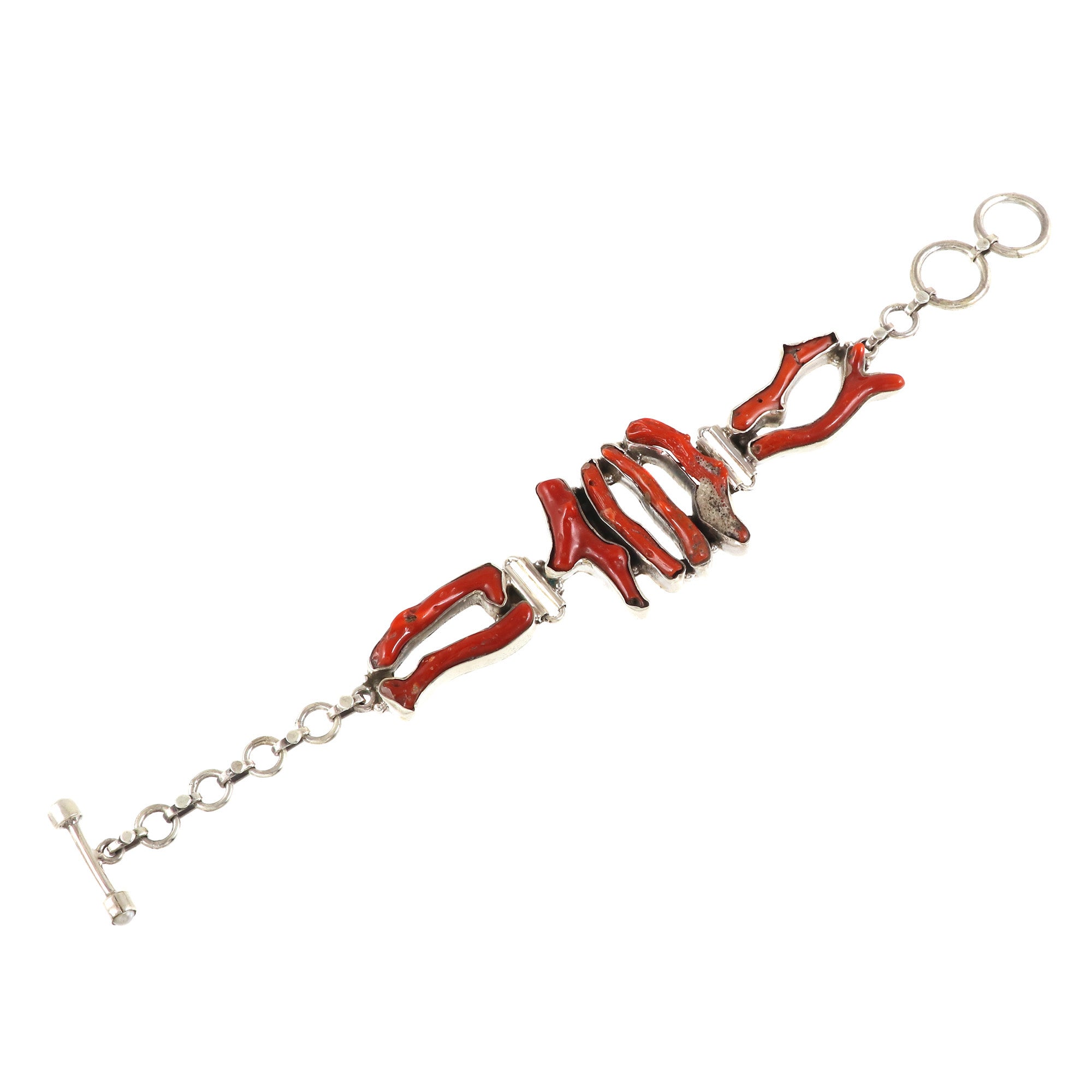 Natural Coral Sterling Silver 925 Bracelet