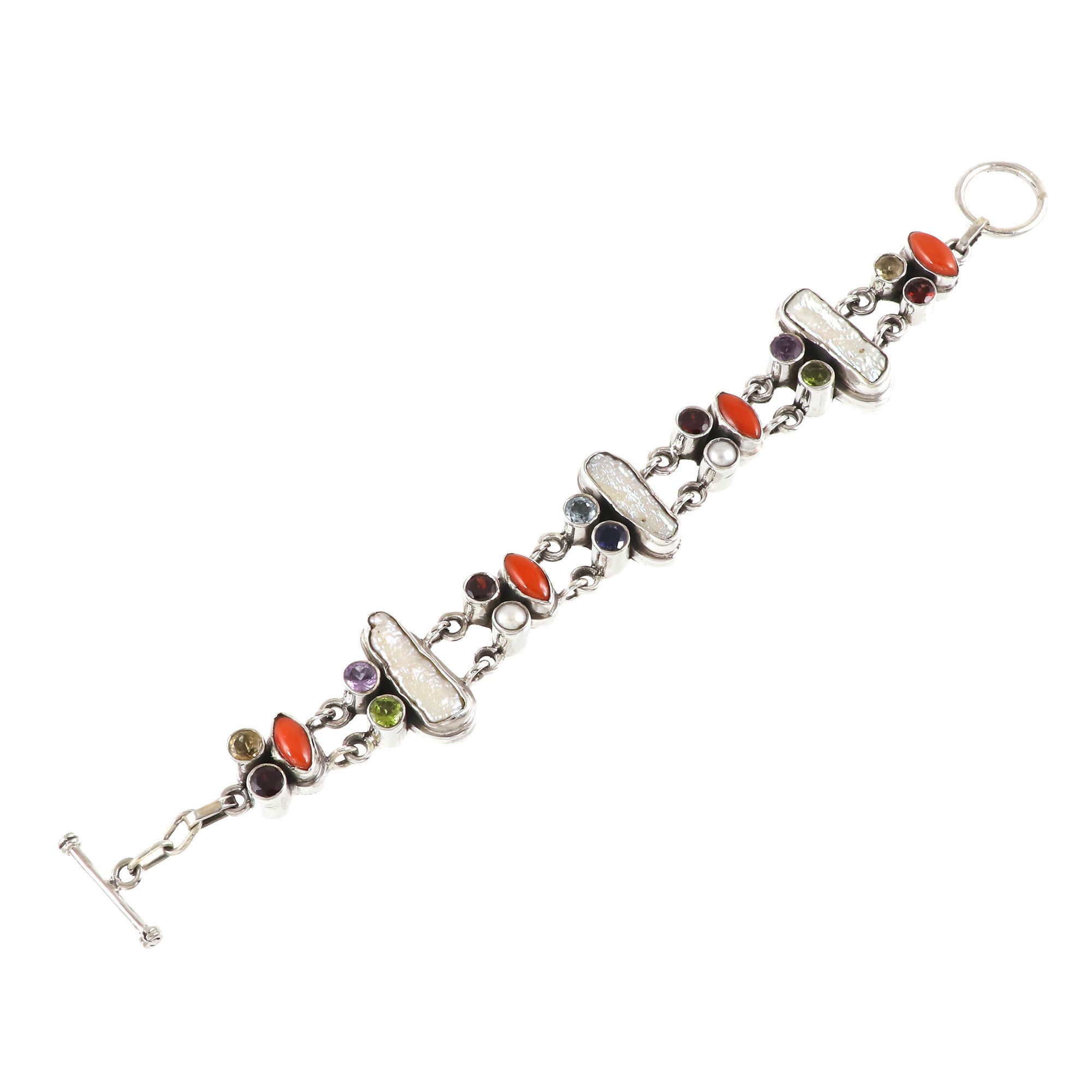 Natural Coral Sterling Silver 925 Bracelet