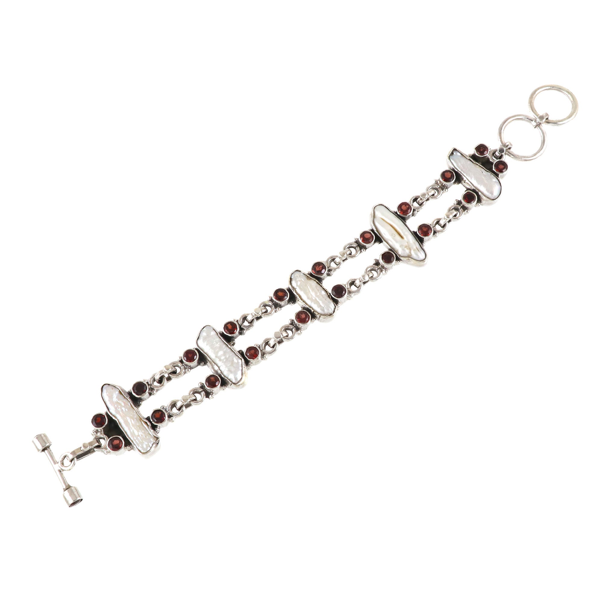 Natural Garnet Sterling Silver 925 Bracelet
