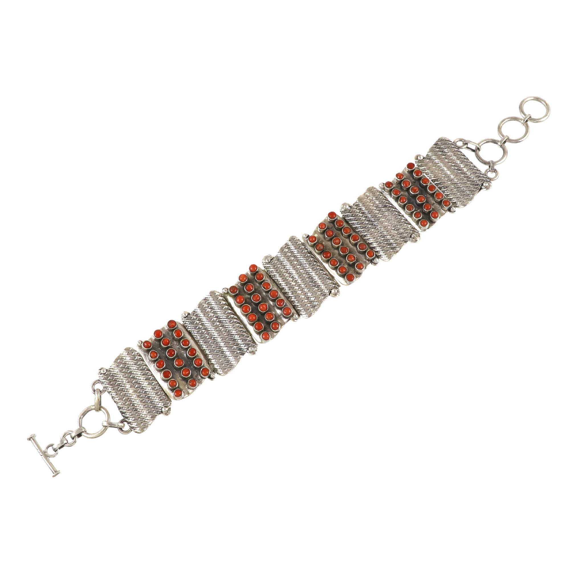 Natural Coral Sterling Silver 925 Bracelet