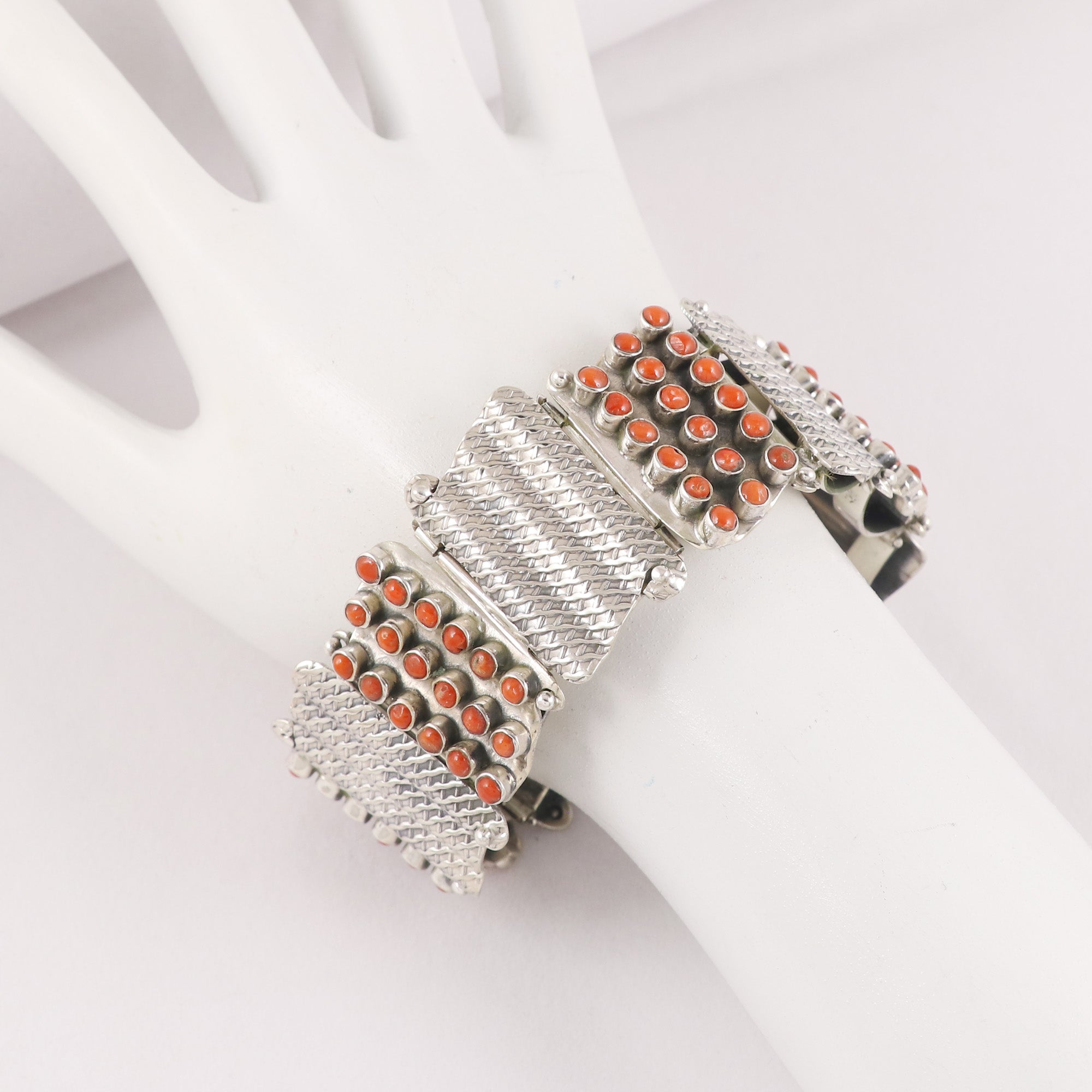 Natural Coral Sterling Silver 925 Bracelet