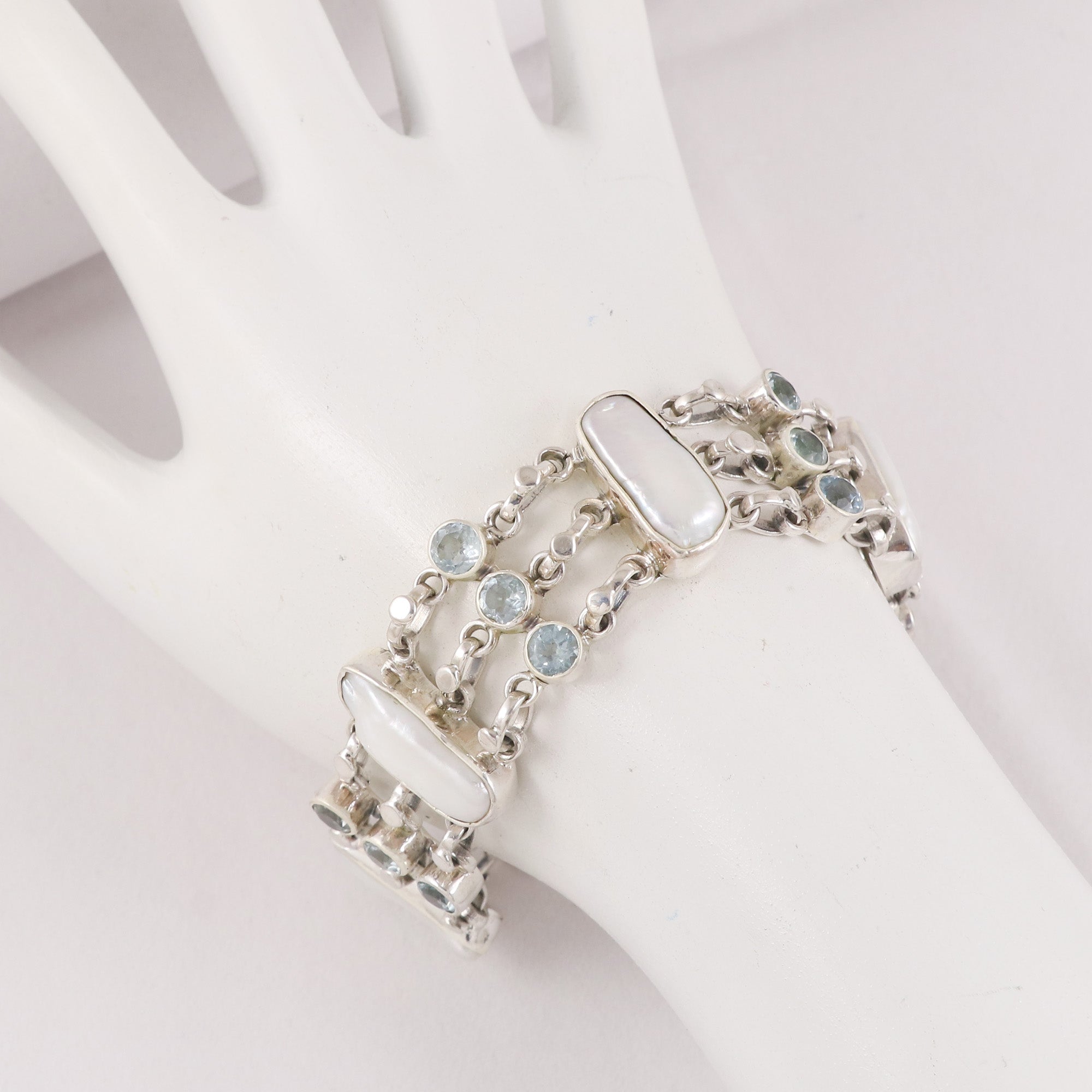Natural Pearl Sterling Silver 925 Bracelet