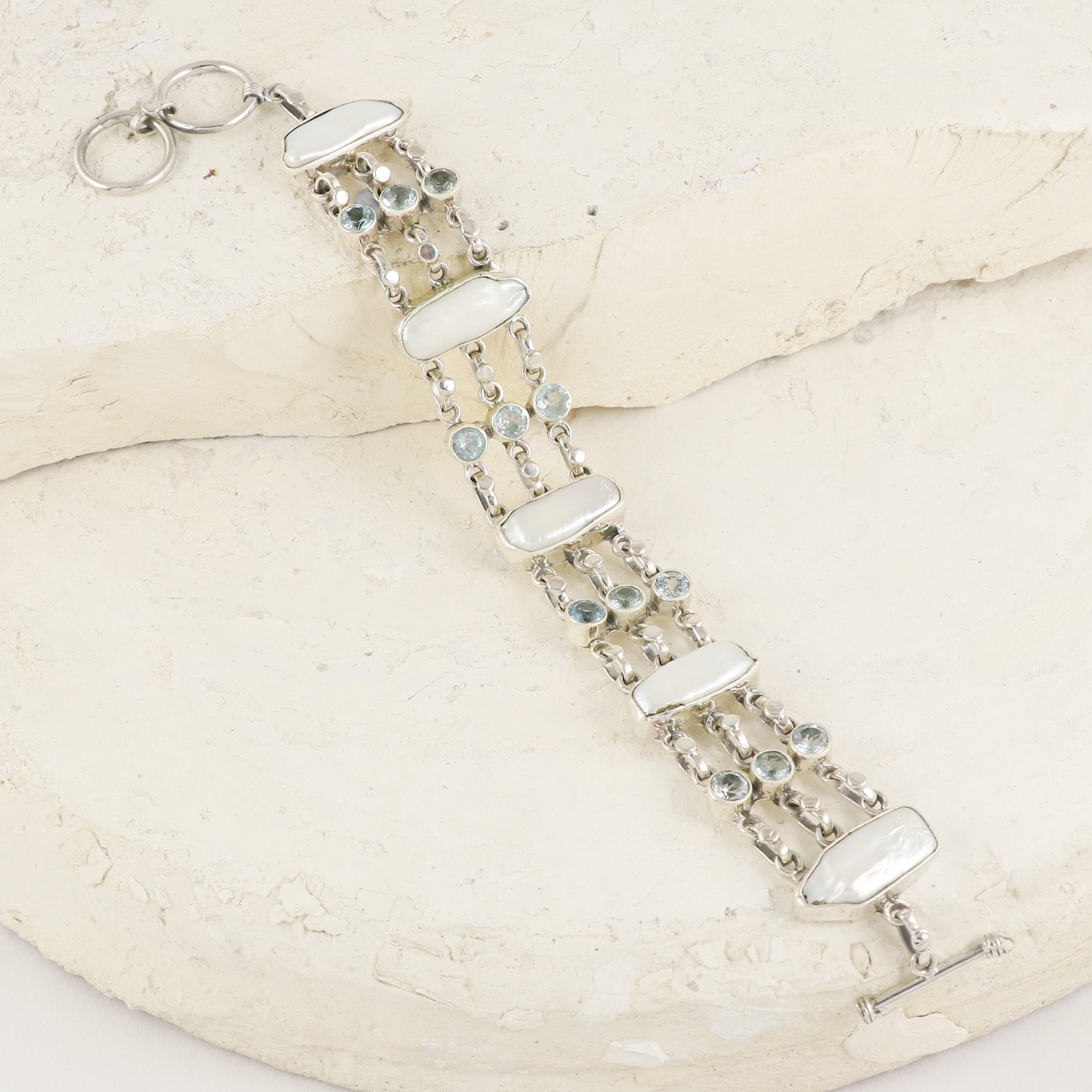 Natural Pearl Sterling Silver 925 Bracelet