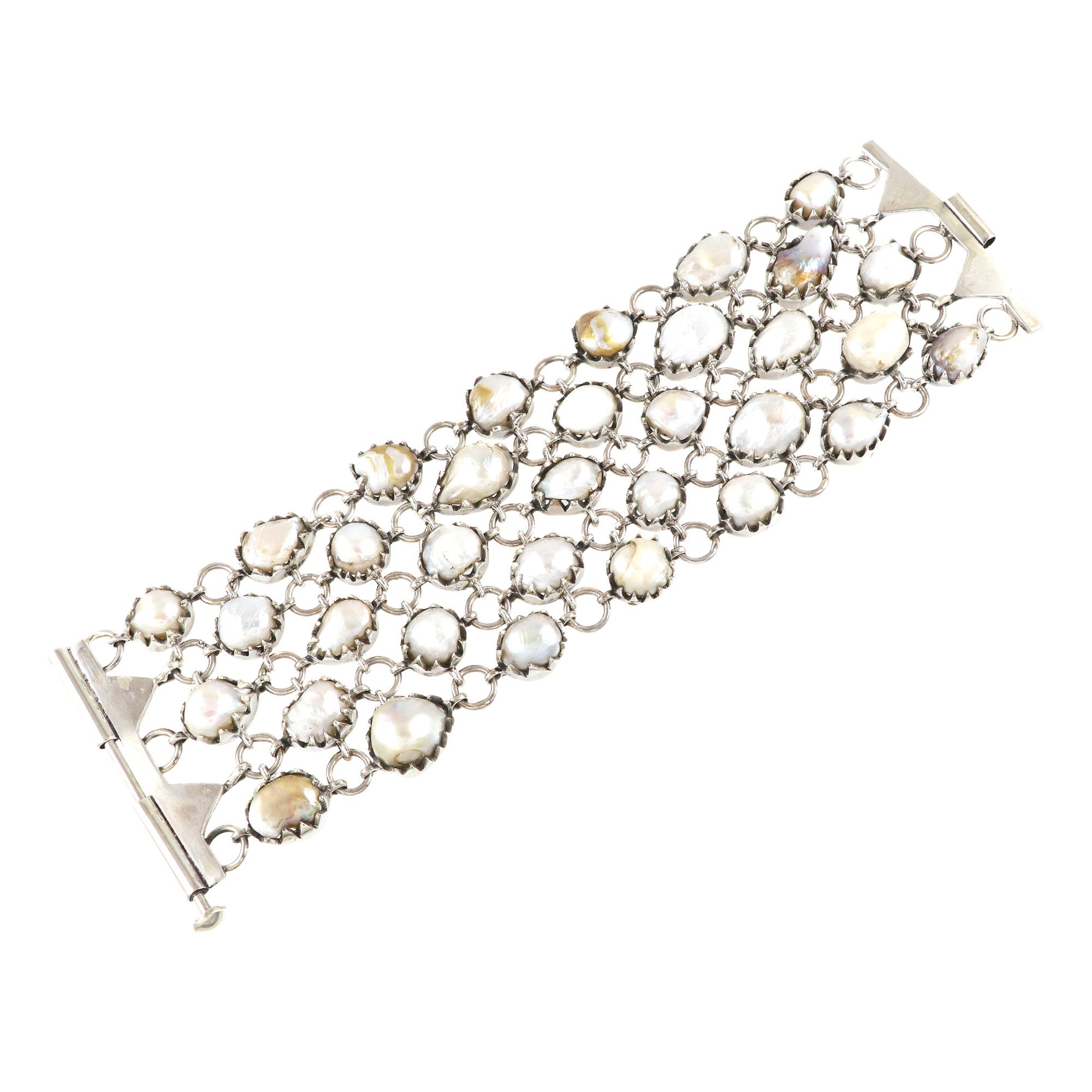 Natural Pearl Sterling Silver 925 Bracelet