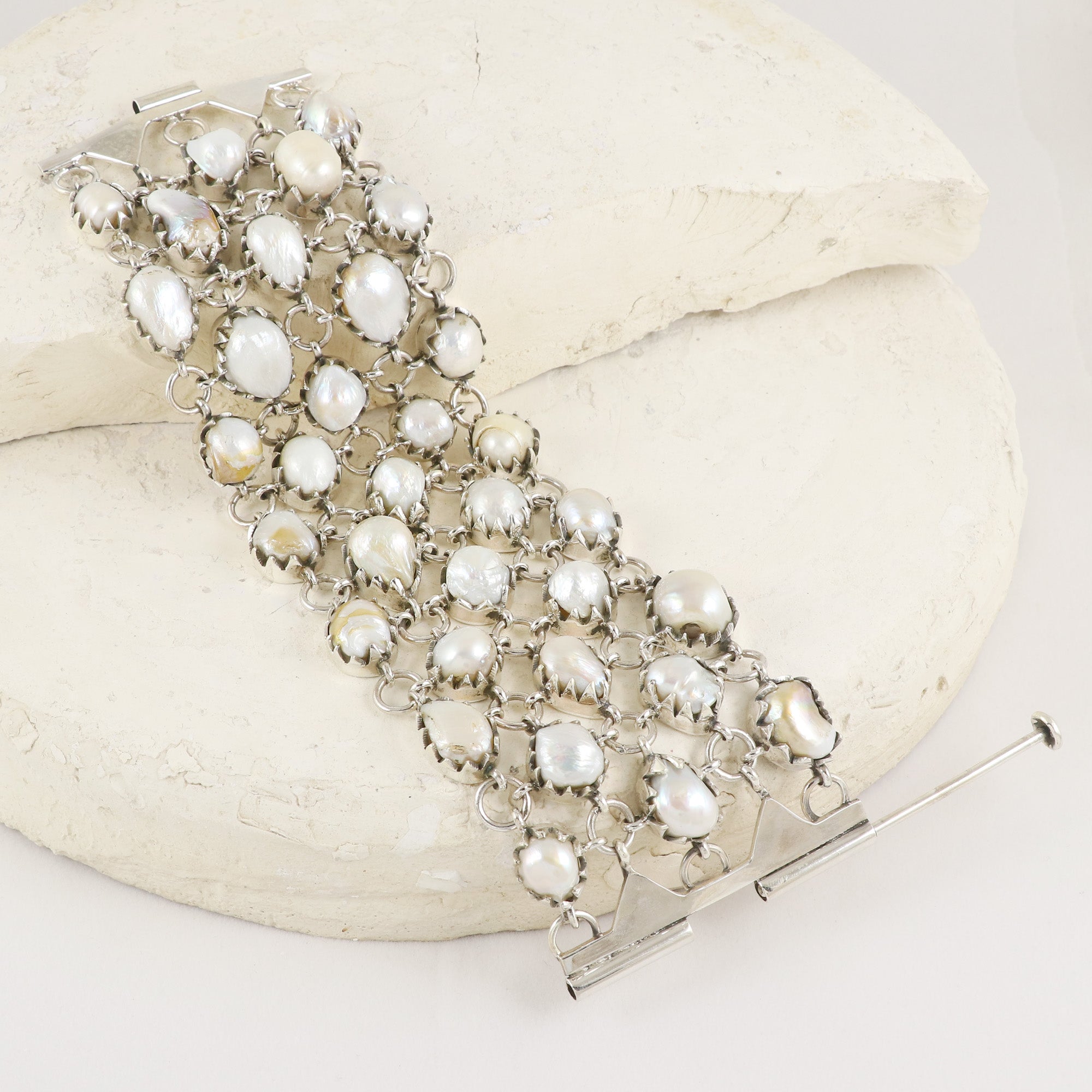 Natural Pearl Sterling Silver 925 Bracelet
