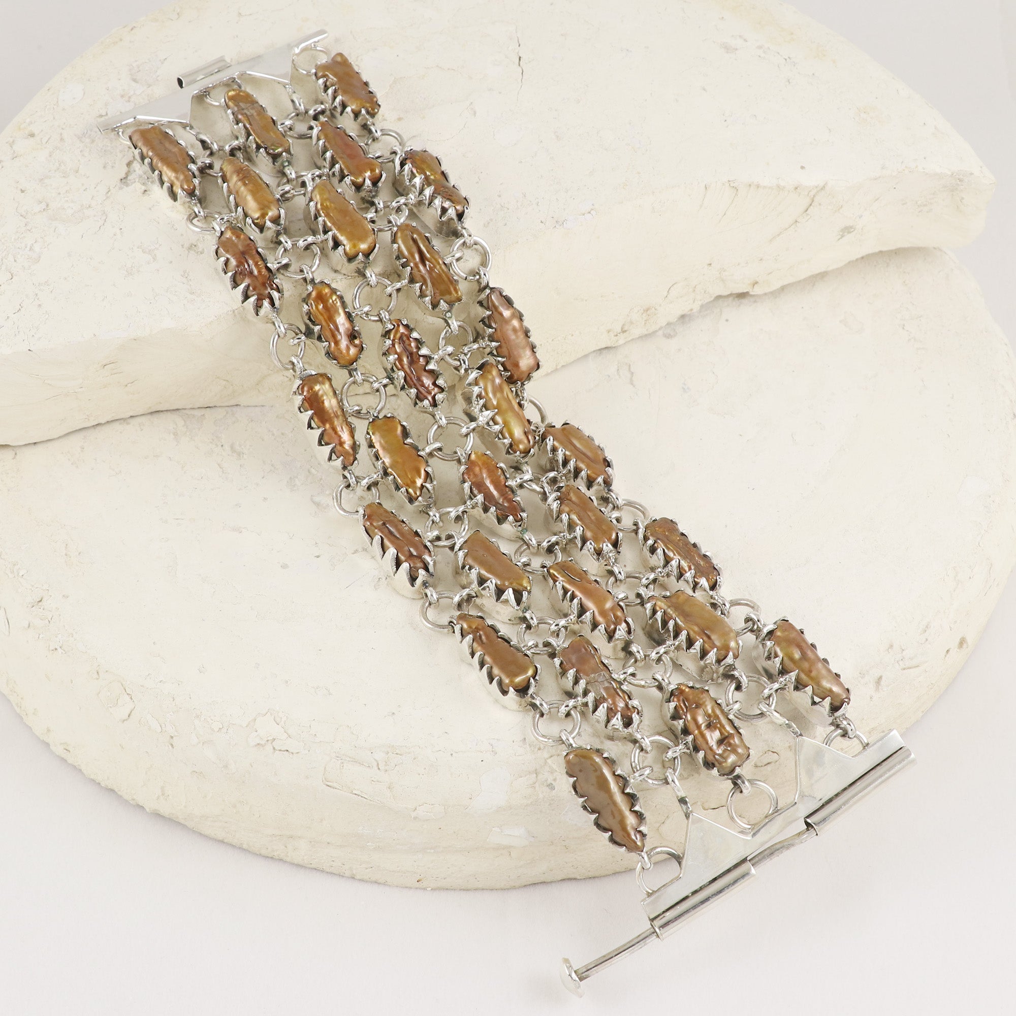 Natural Pearl Sterling Silver 925 Bracelet