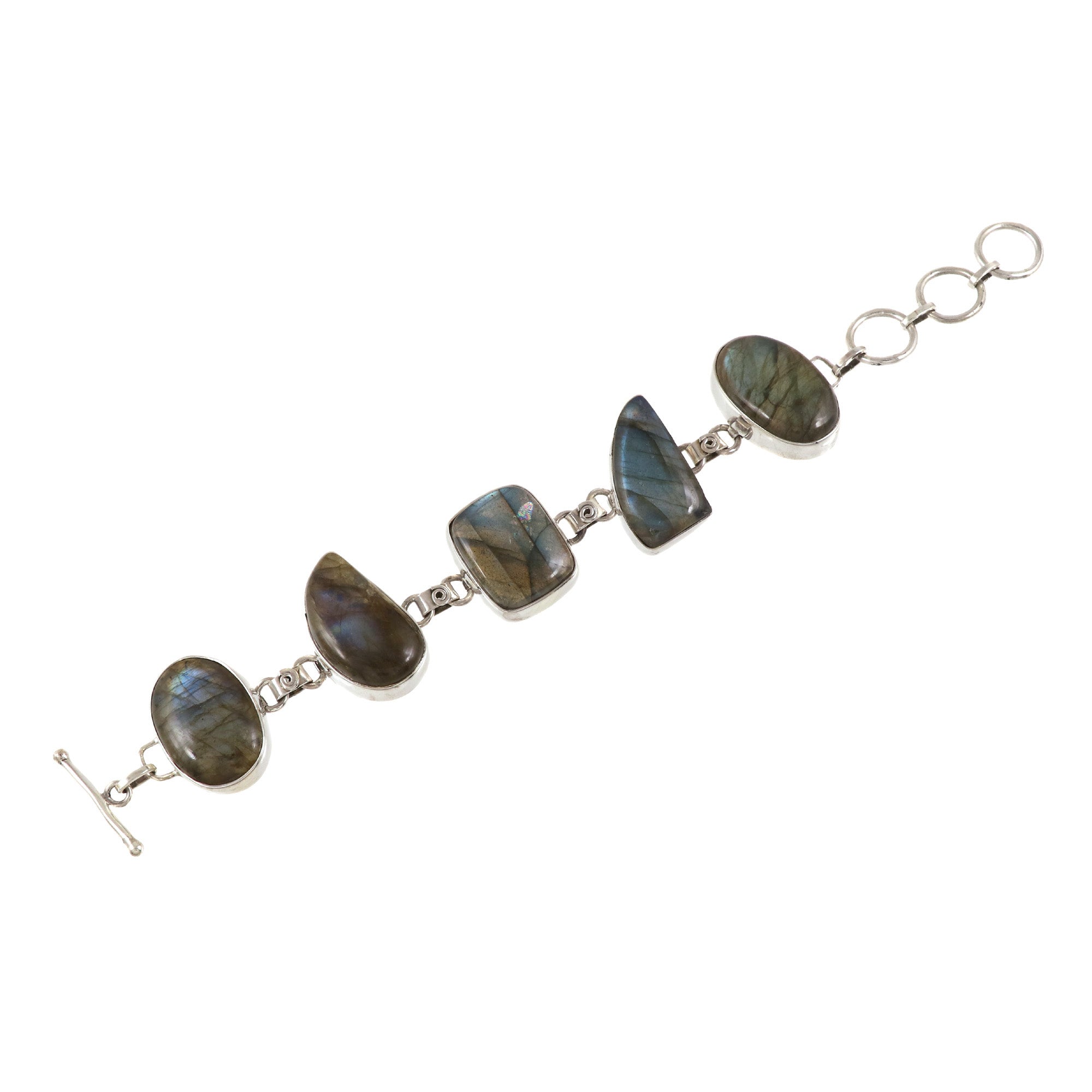 Natural Labradorite Sterling Silver Bracelet
