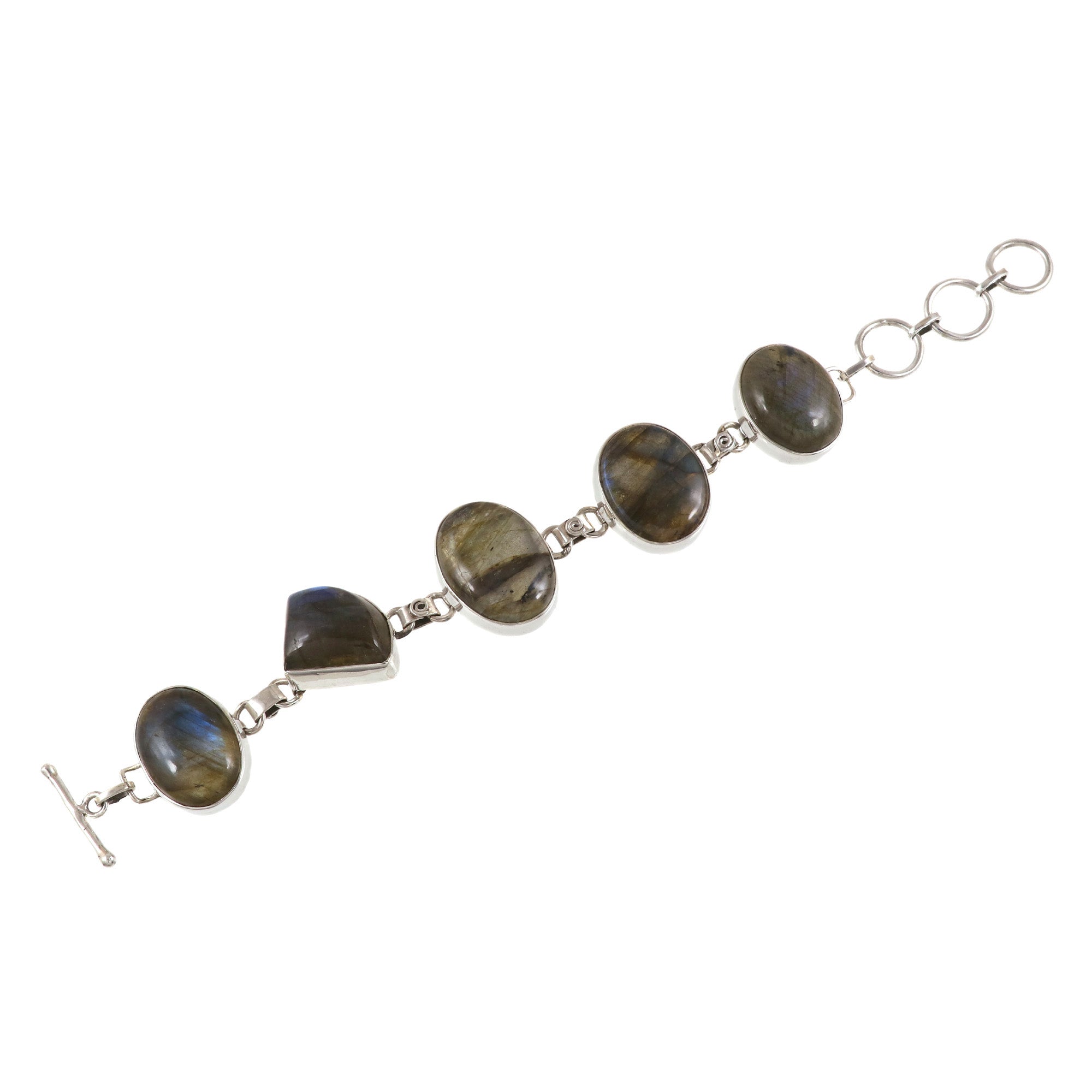 Natural Labradorite Sterling Silver Bracelet