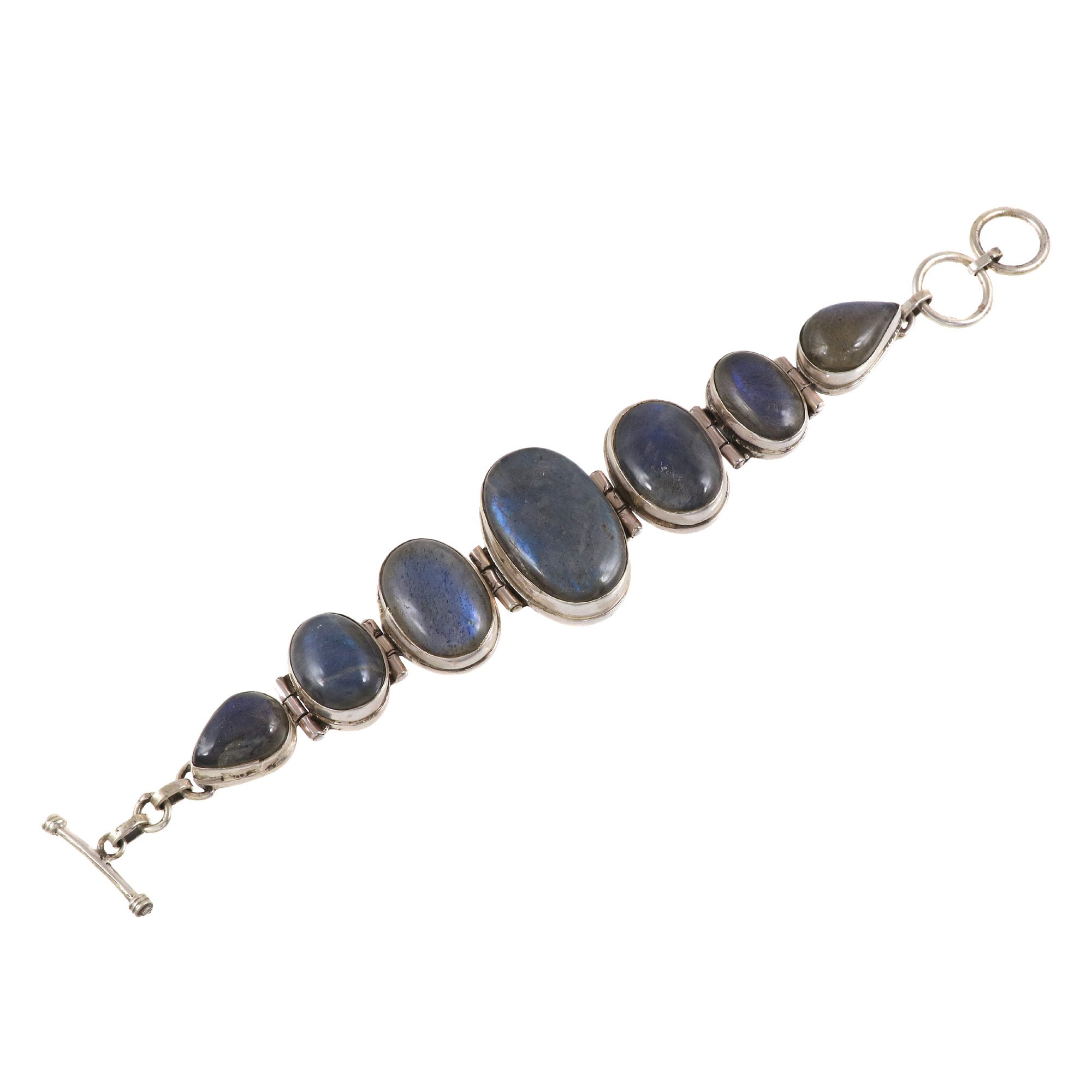 Natural Labradorite Sterling Silver Bracelet