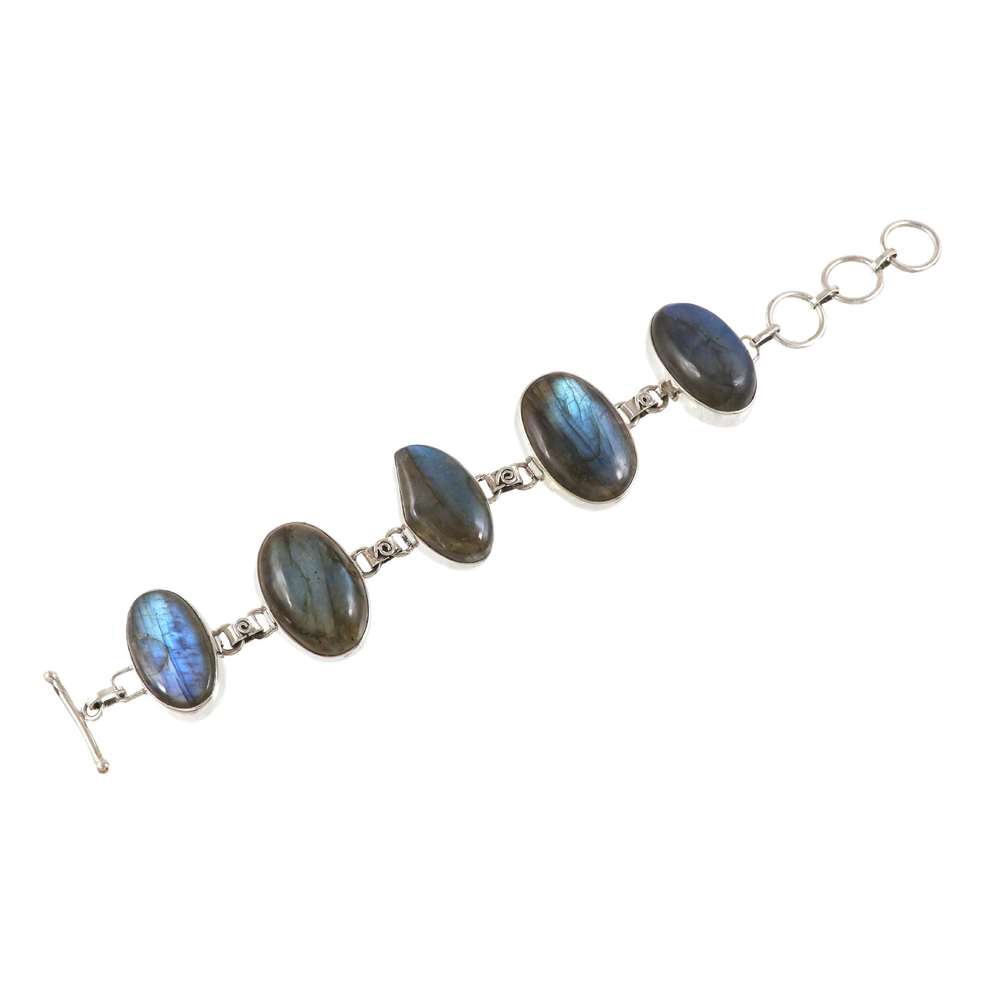 Natural Labradorite Sterling Silver Bracelet
