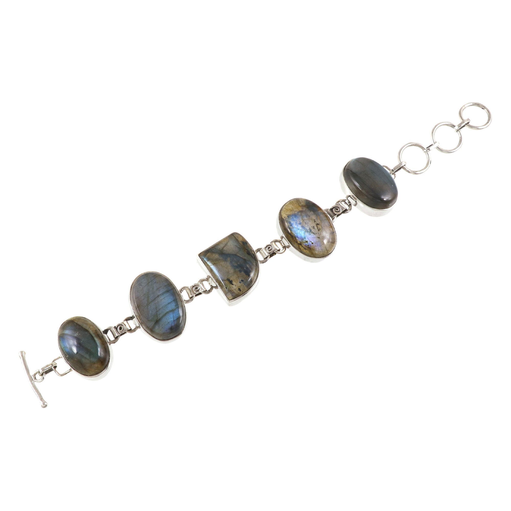 Natural Labradorite Sterling Silver Bracelet