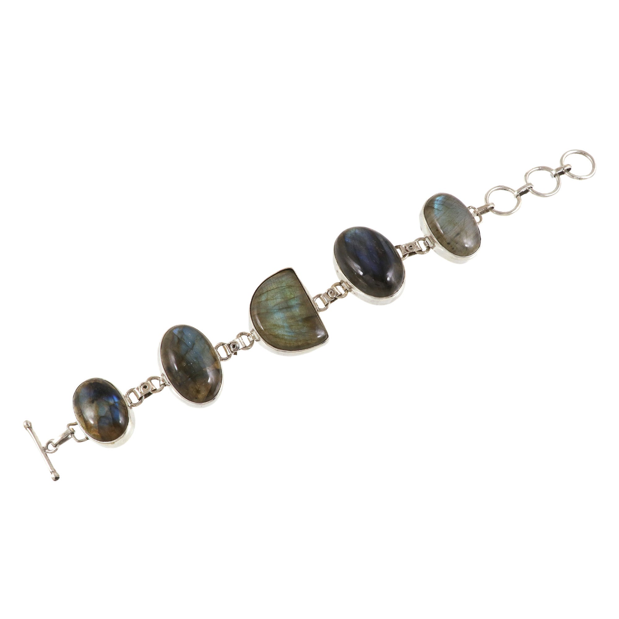 Natural Labradorite Sterling Silver Bracelet