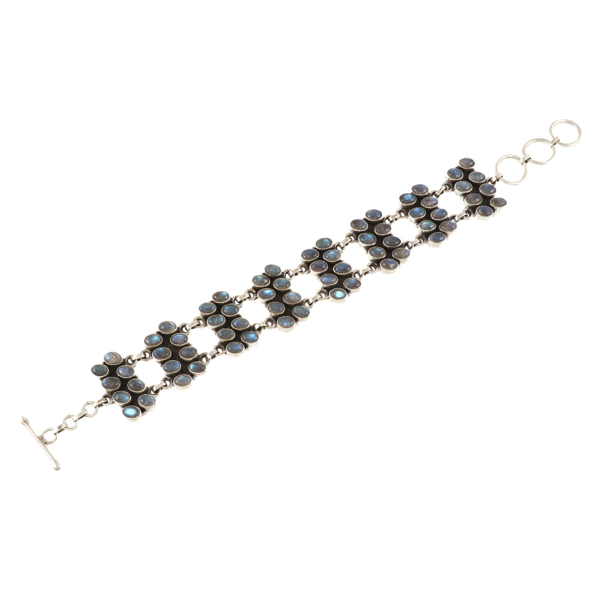 Natural Labradorite Sterling Silver Bracelet
