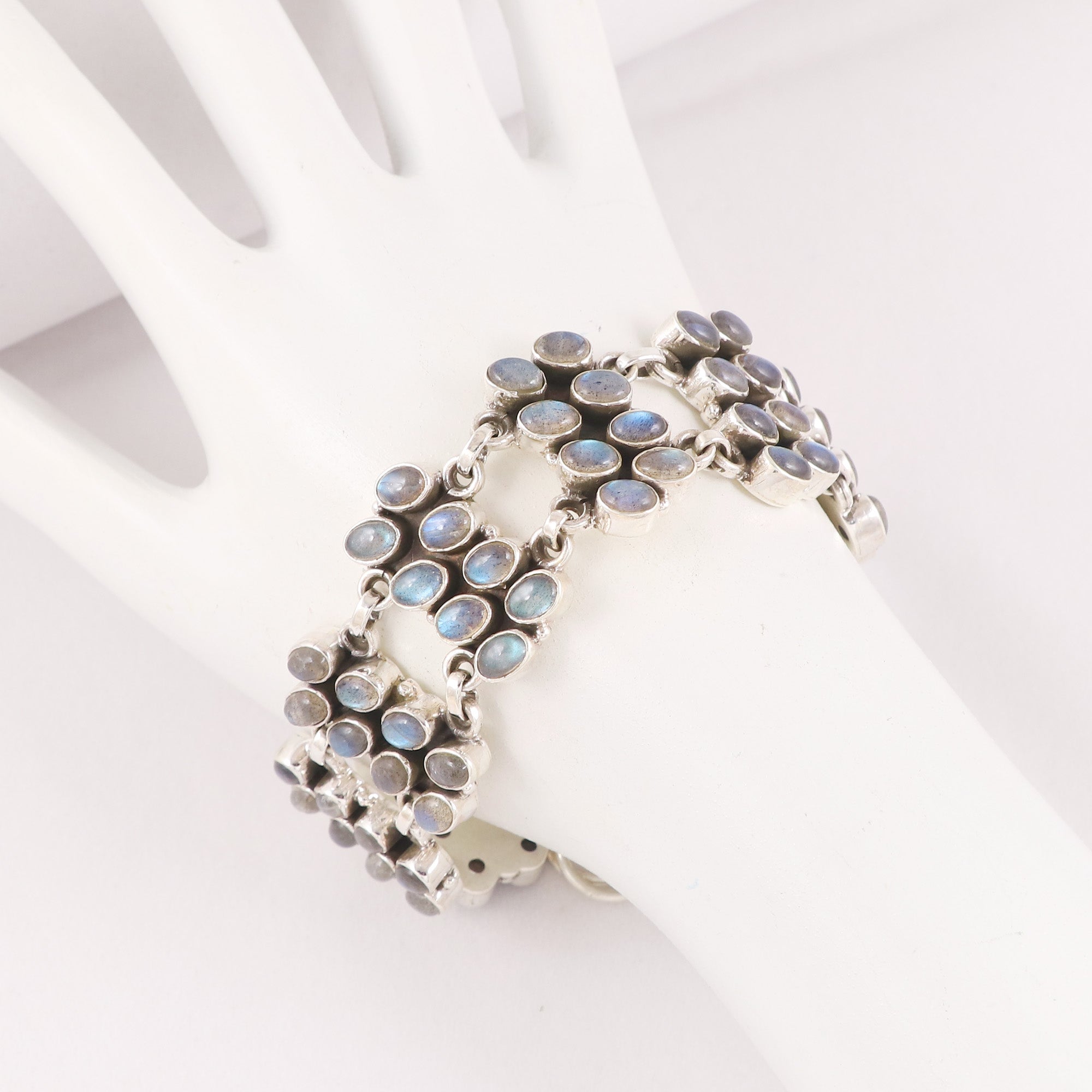 Natural Labradorite Sterling Silver Bracelet