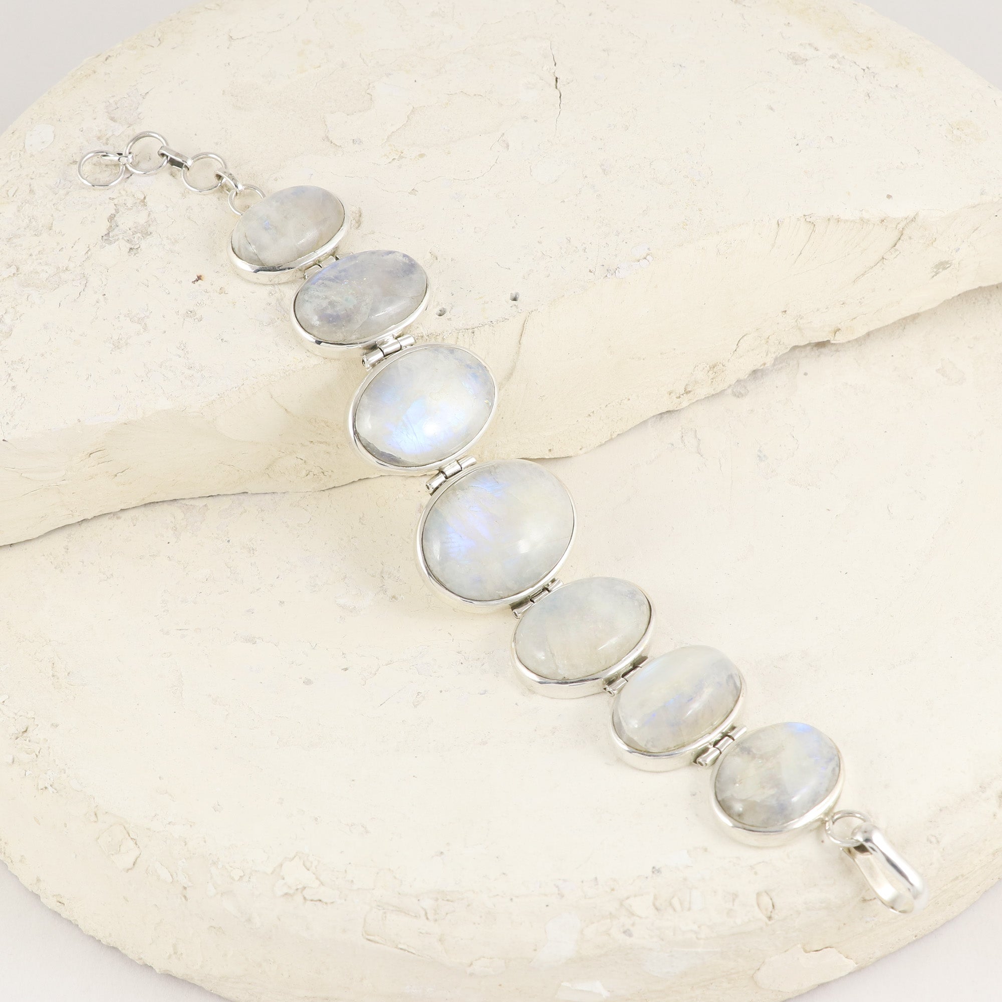 Natural Moonstone Sterling Silver 925 Bracelet