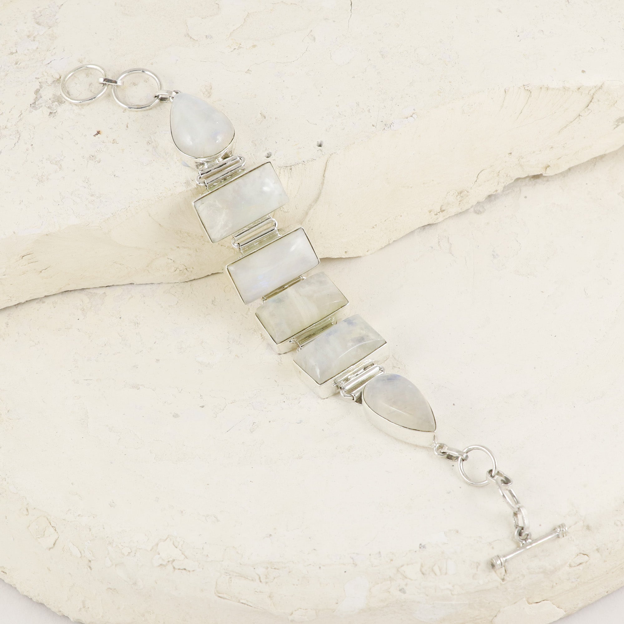Natural Moonstone Sterling Silver 925 Bracelet