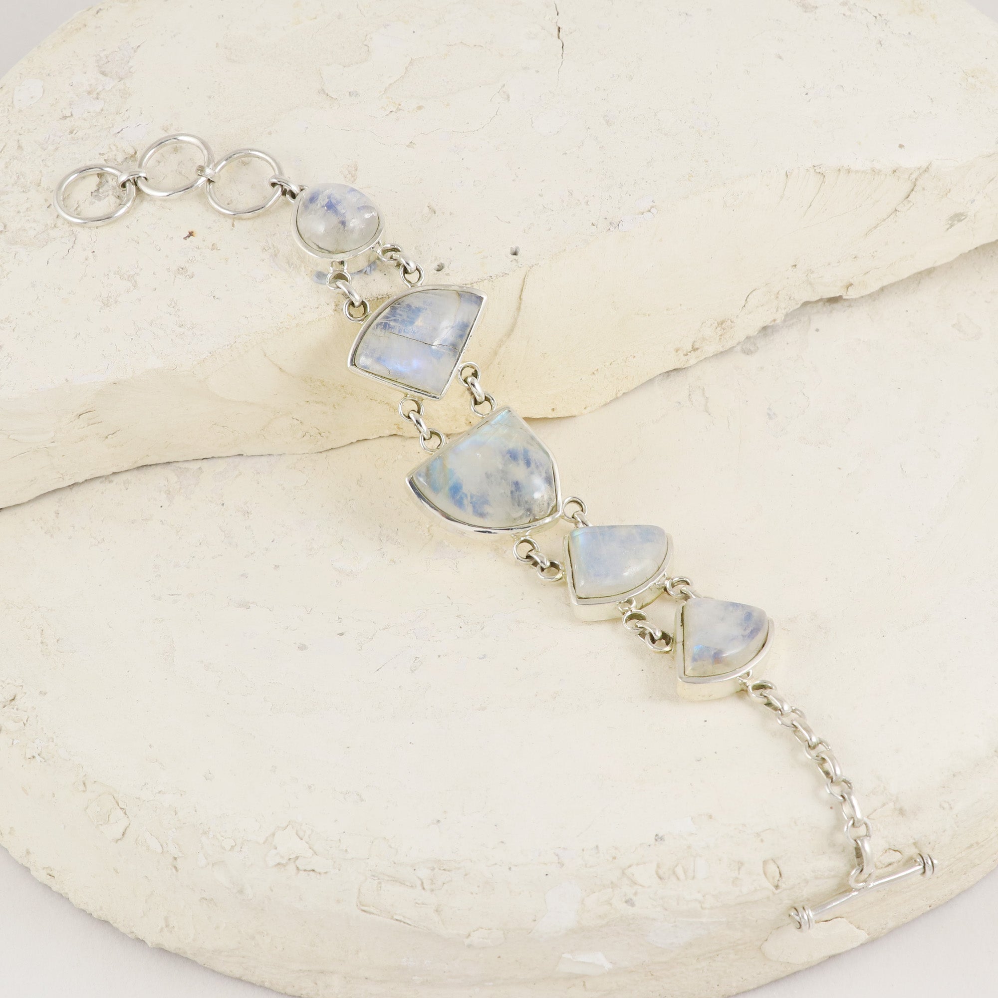 Natural Moonstone Sterling Silver 925 Bracelet