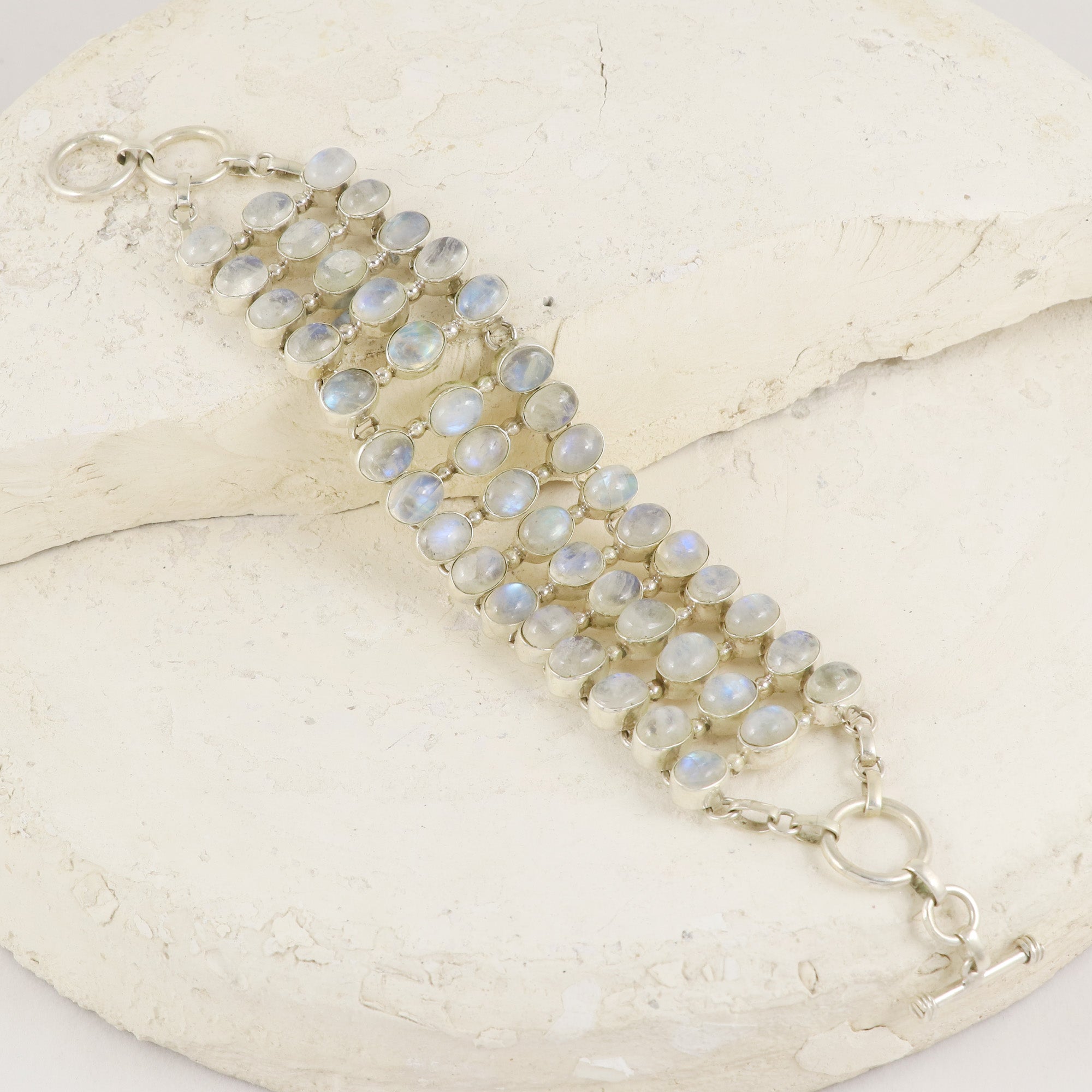 Natural Moonstone Sterling Silver 925 Bracelet