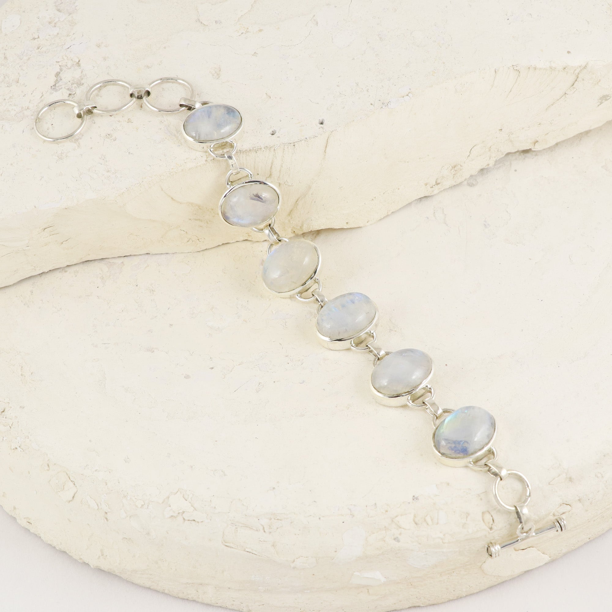 Natural Moonstone Sterling Silver 925 Bracelet