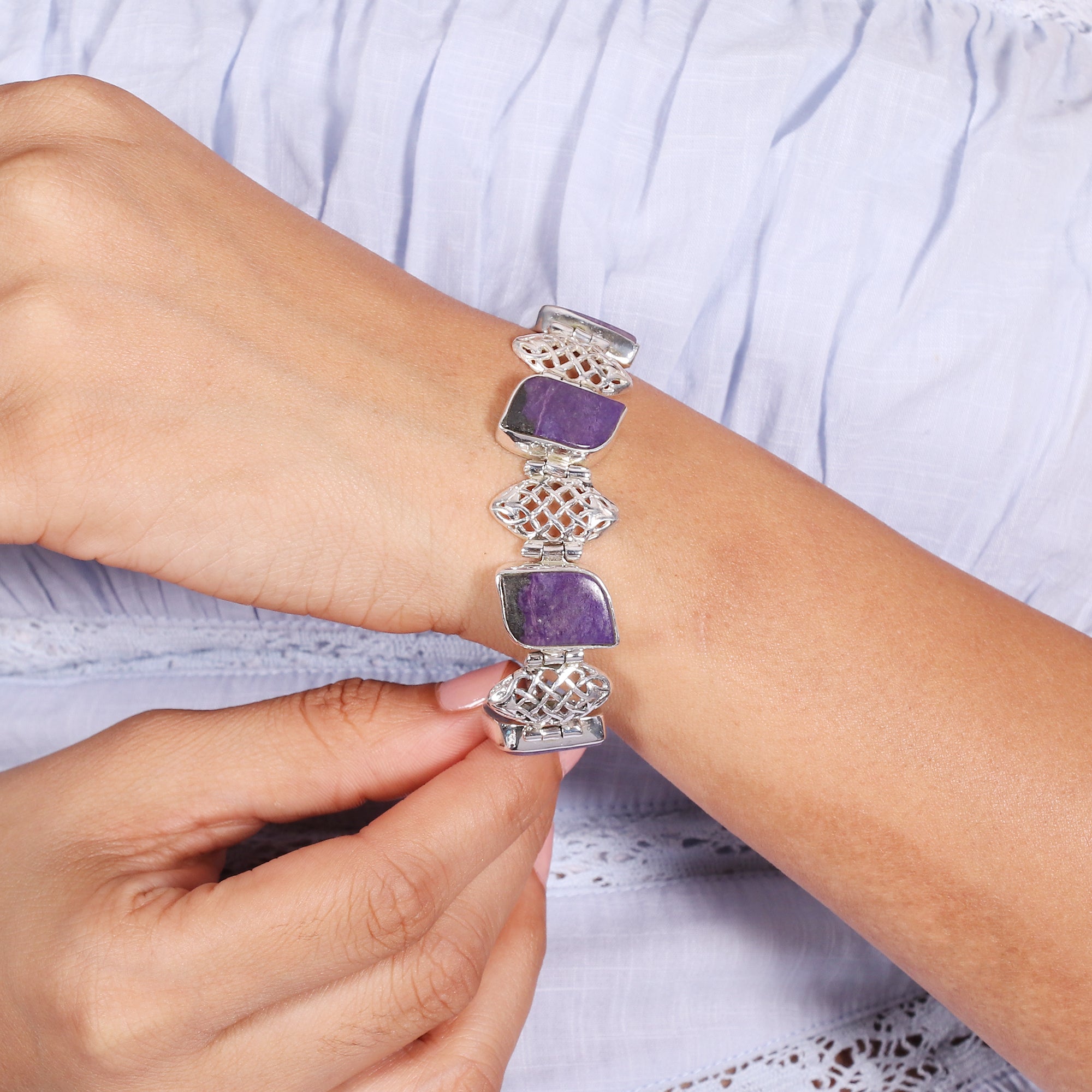 Natural Sterling Silver 925 Bracelet