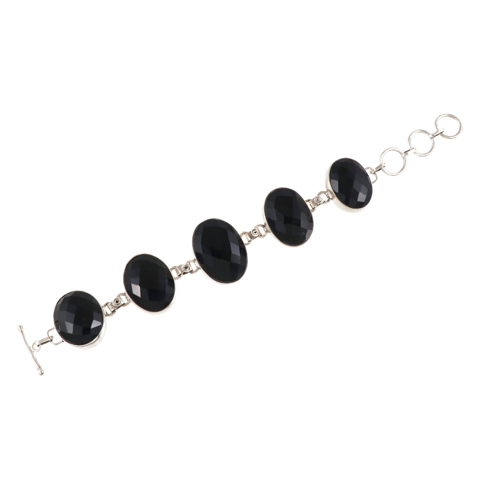 Natural Black Onyx Sterling Silver 925 Bracelet