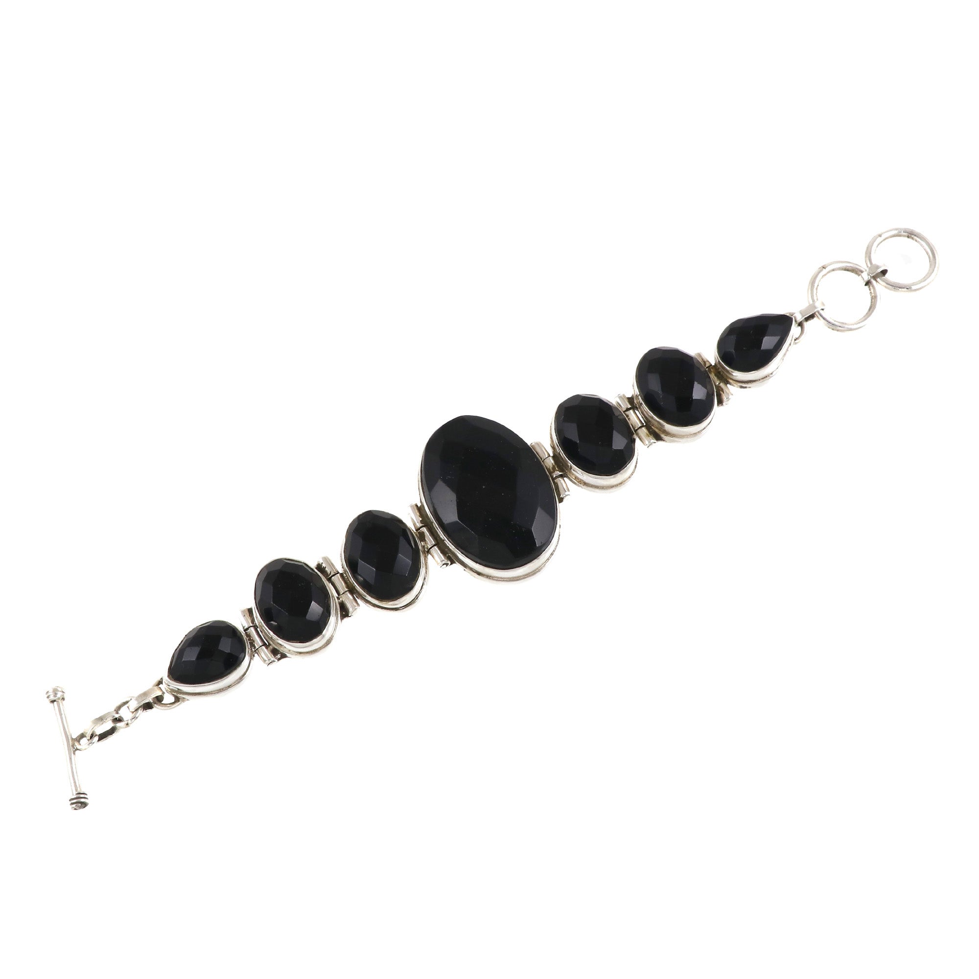 Natural Black Onyx Sterling Silver 925 Bracelet