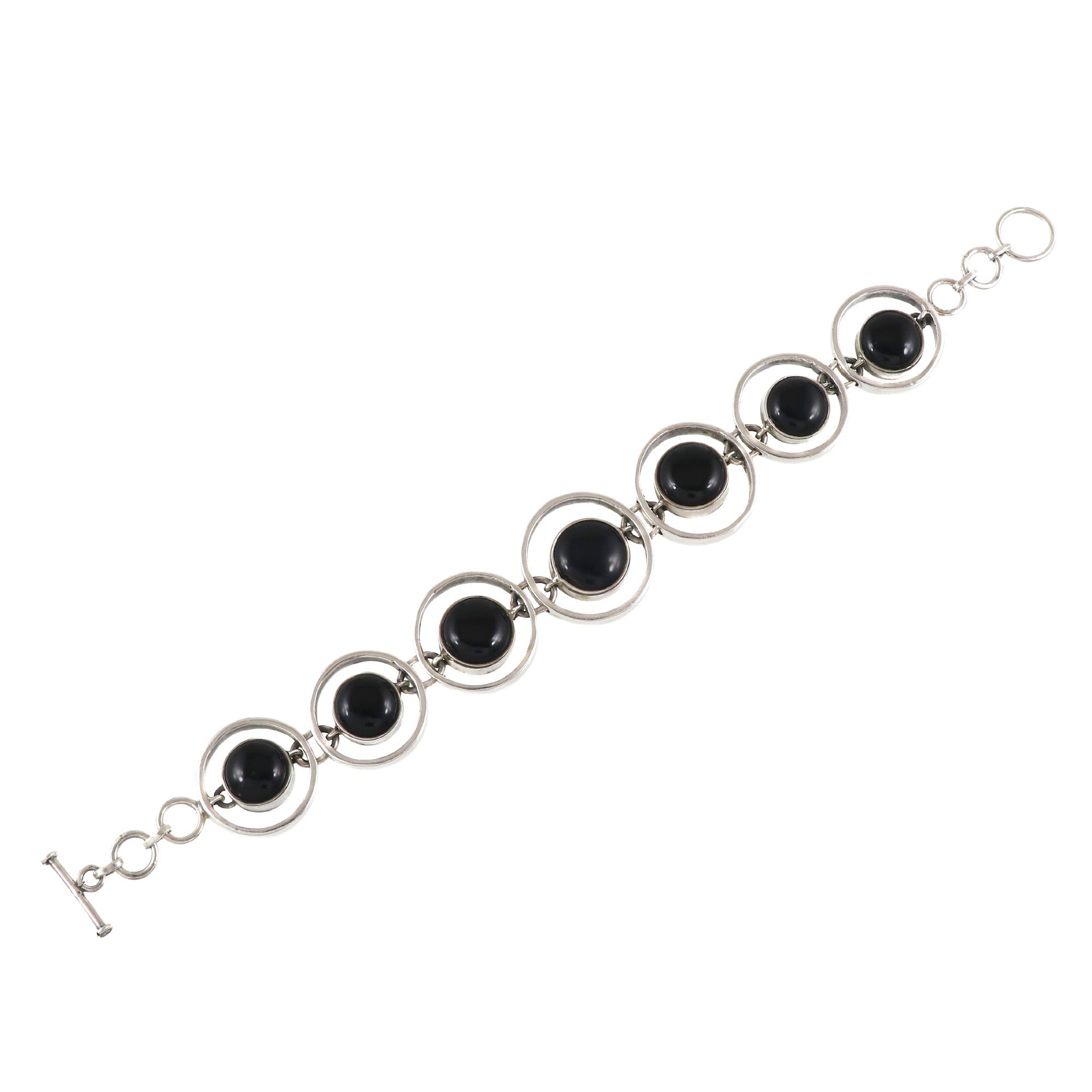 Natural Black Onyx Sterling Silver 925 Bracelet
