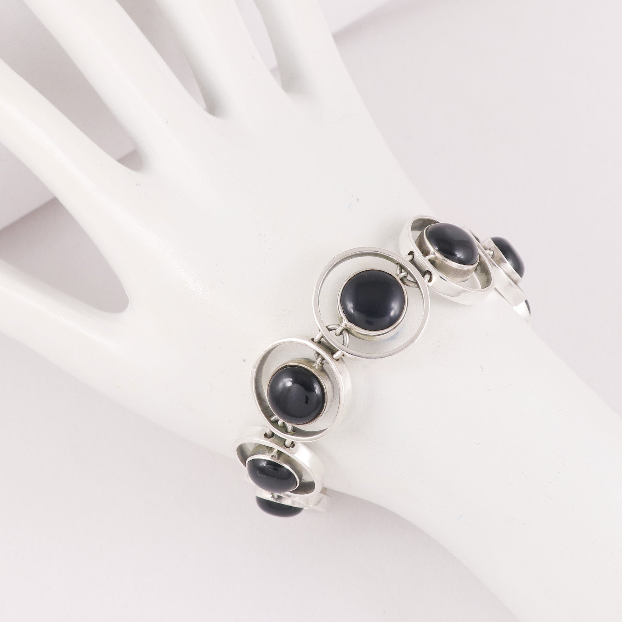 Natural Black Onyx Sterling Silver 925 Bracelet