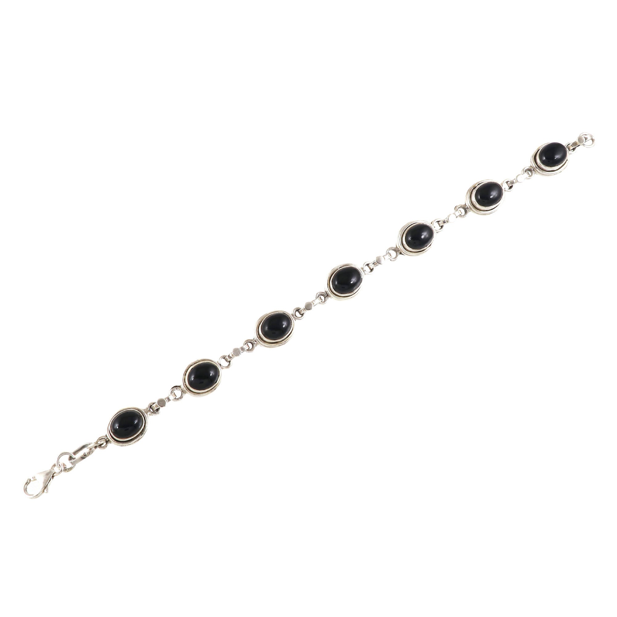 Natural Black Onyx Sterling Silver 925 Bracelet