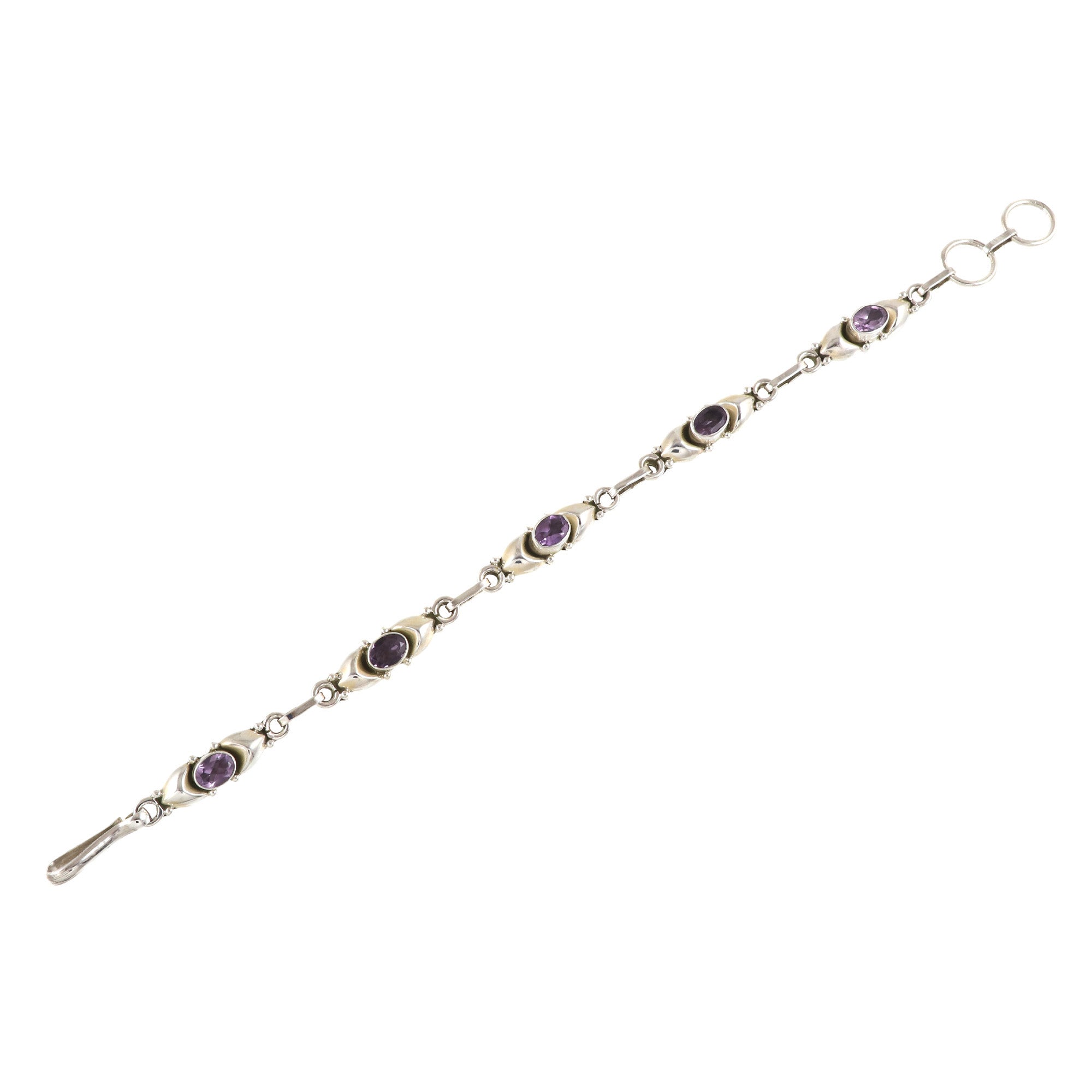Natural Amethyst Sterling Silver 925 Bracelet