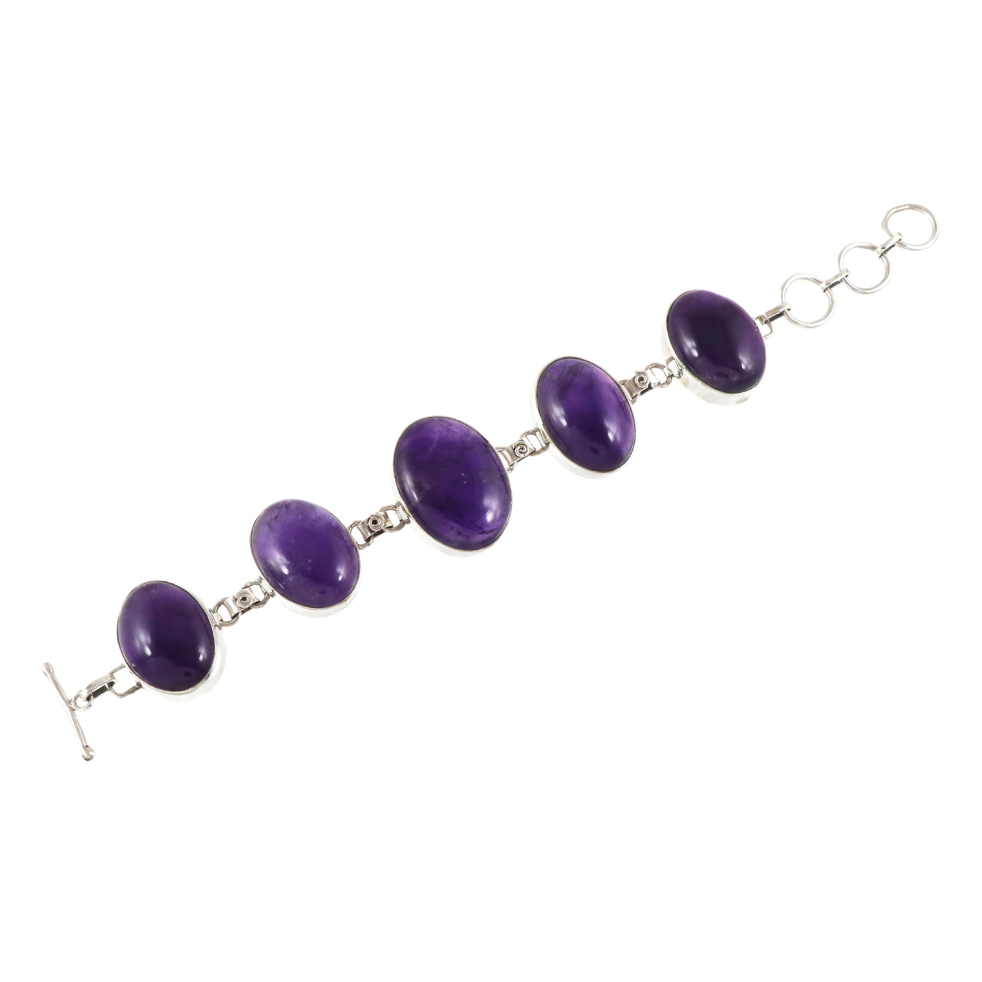 Natural Amethyst Sterling Silver 925 Bracelet