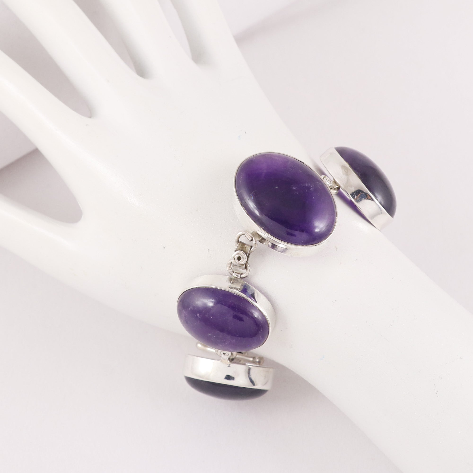 Natural Amethyst Sterling Silver 925 Bracelet