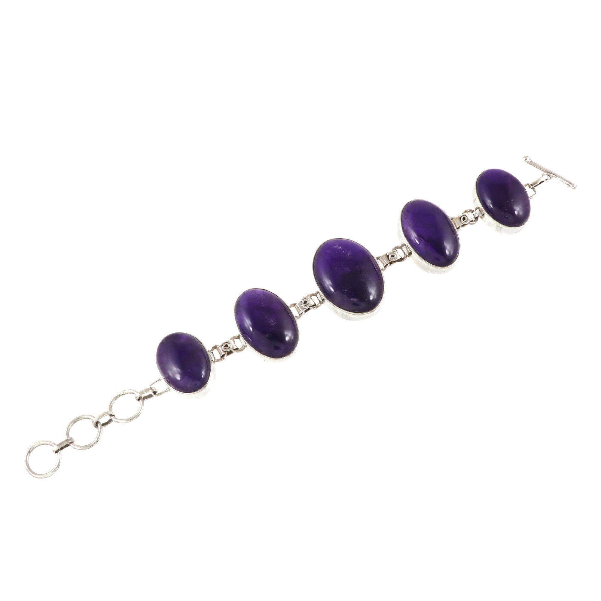 Natural Amethyst Sterling Silver 925 Bracelet