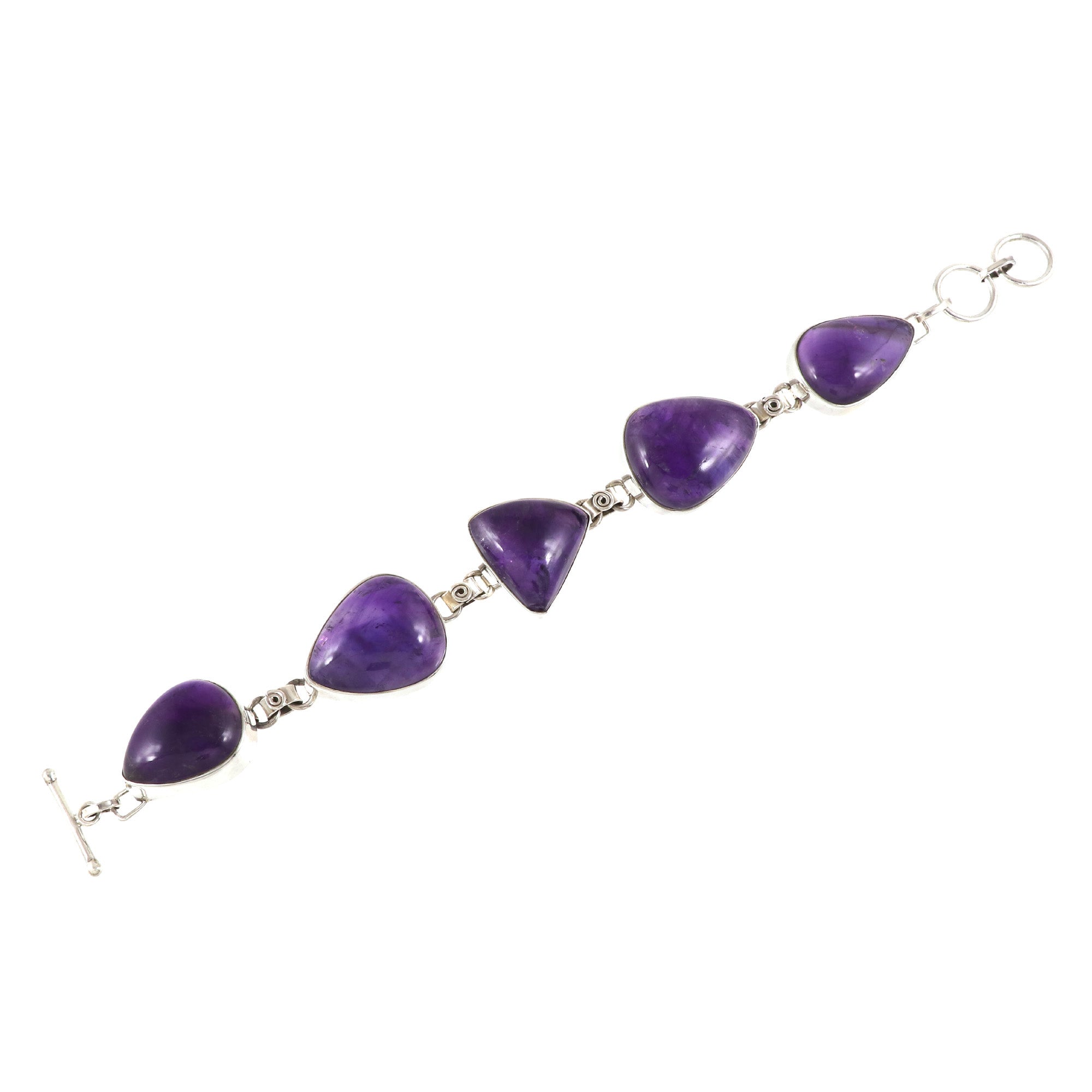Natural Amethyst Sterling Silver 925 Bracelet