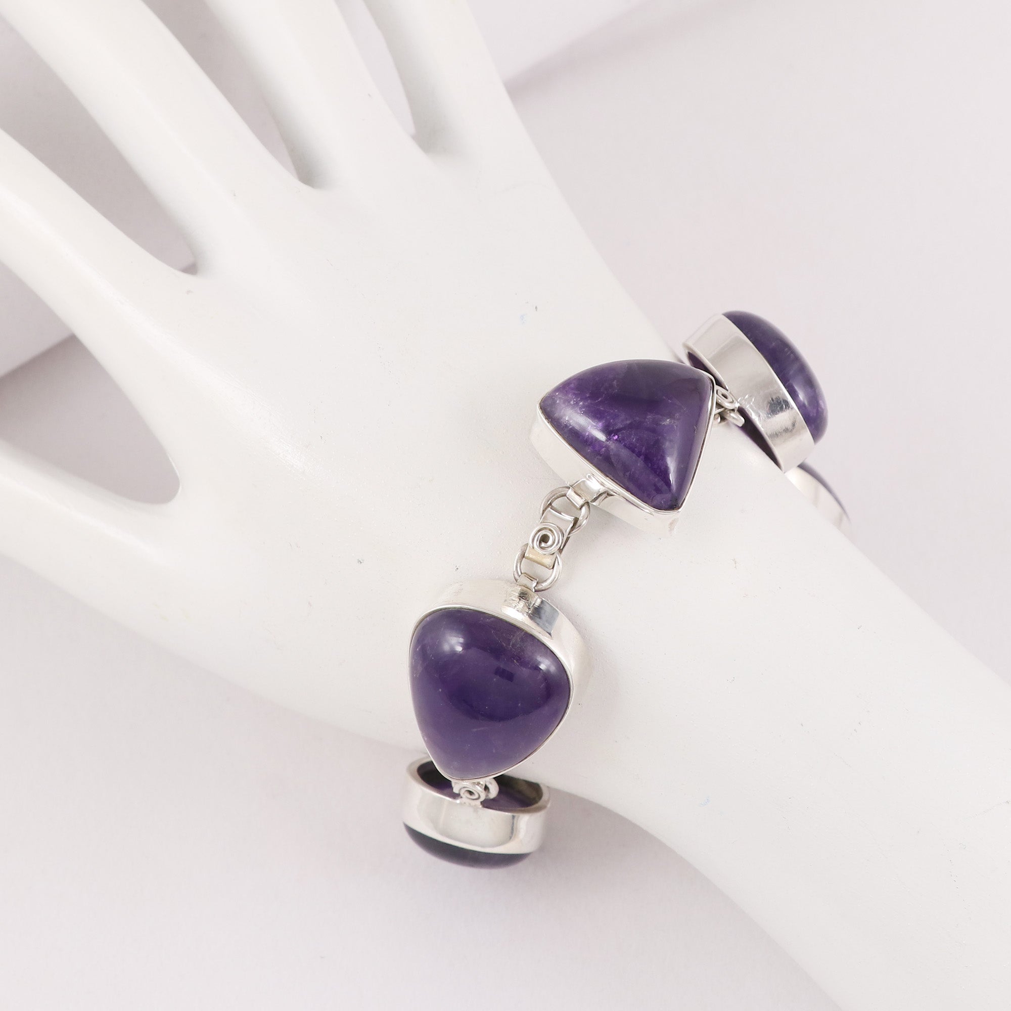 Natural Amethyst Sterling Silver 925 Bracelet