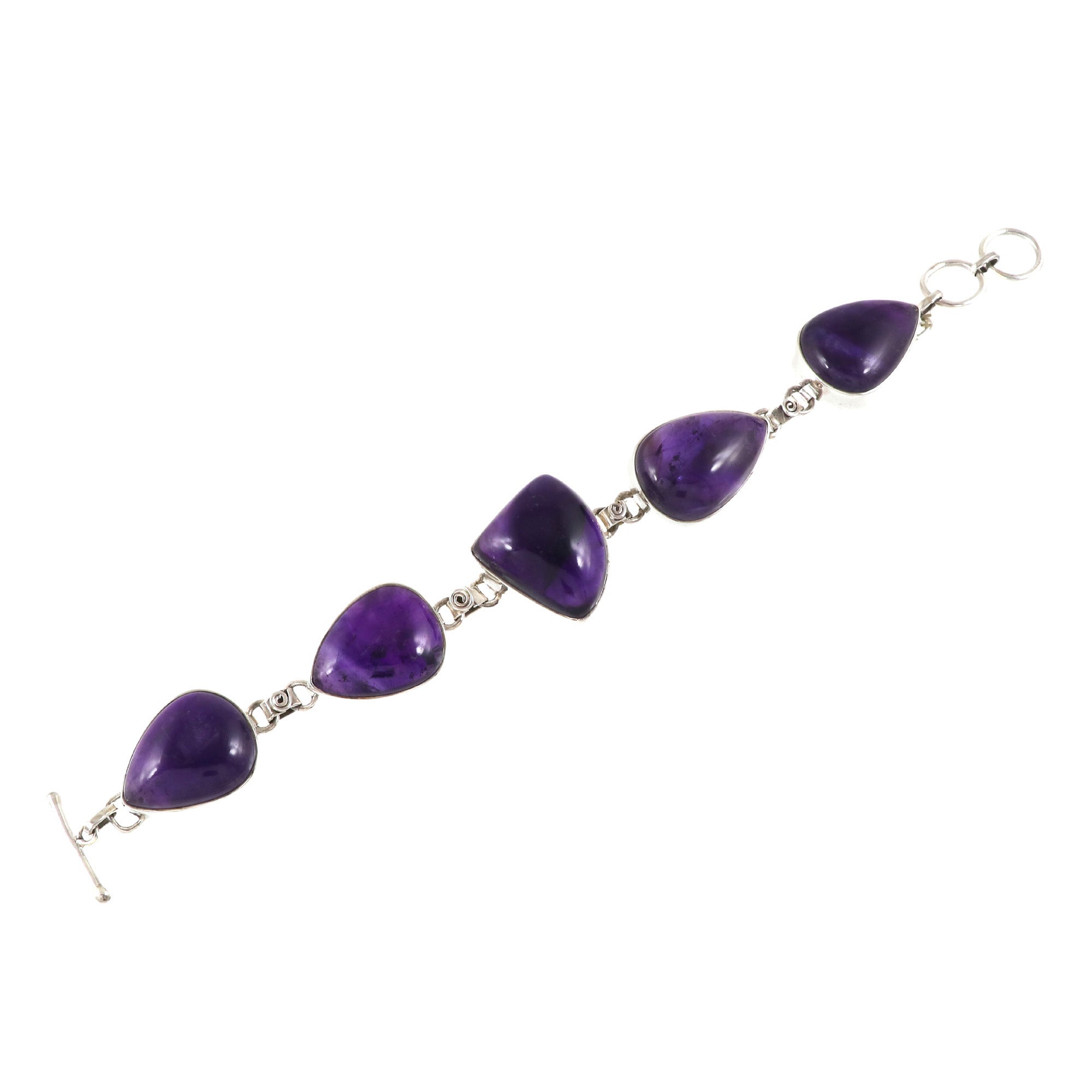 Natural Amethyst Sterling Silver 925 Bracelet