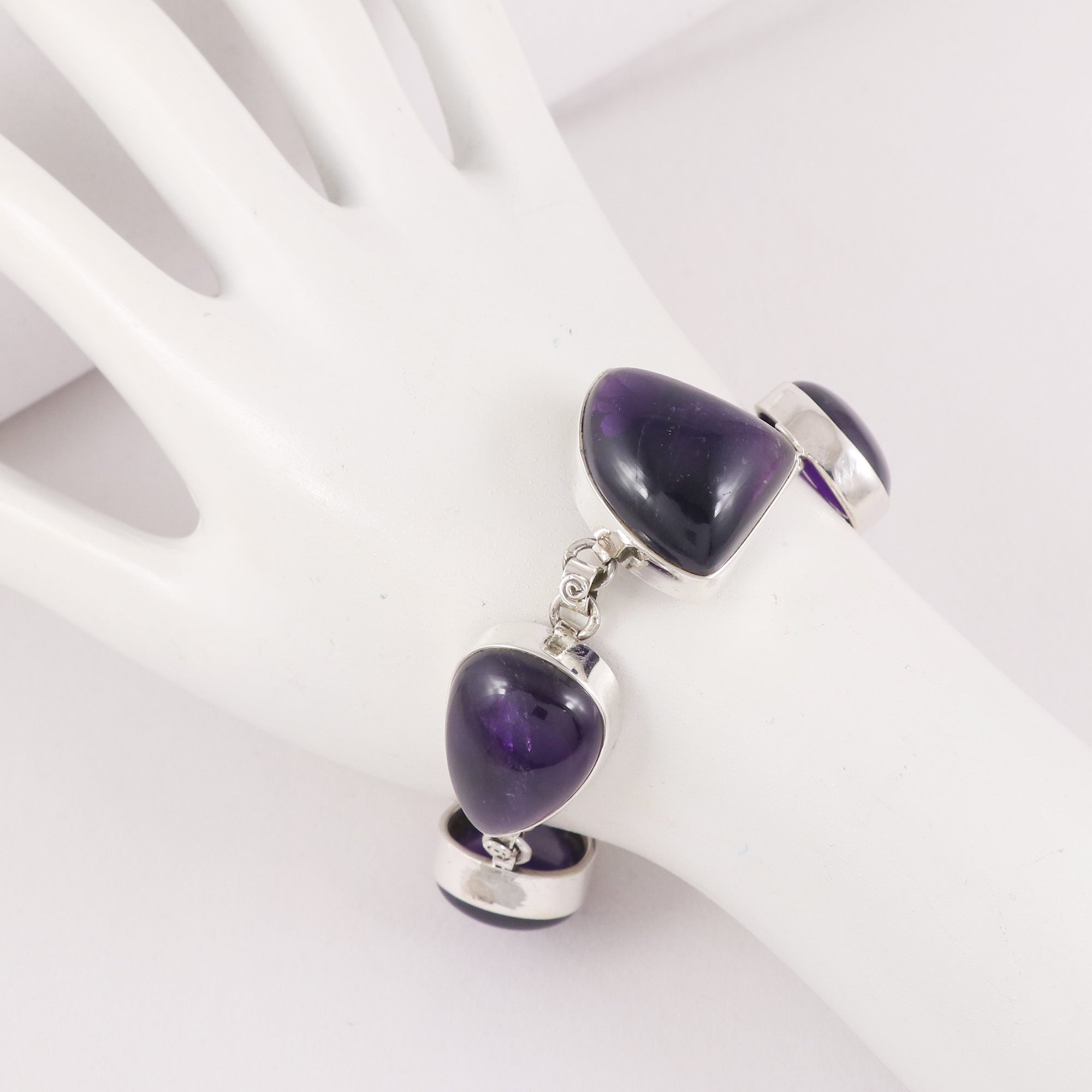 Natural Amethyst Sterling Silver 925 Bracelet