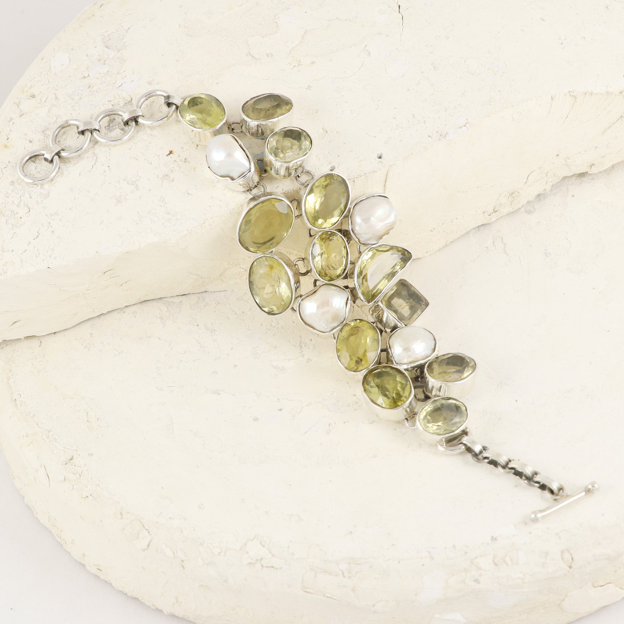 Natural Citrine Sterling Silver 925 Bracelet
