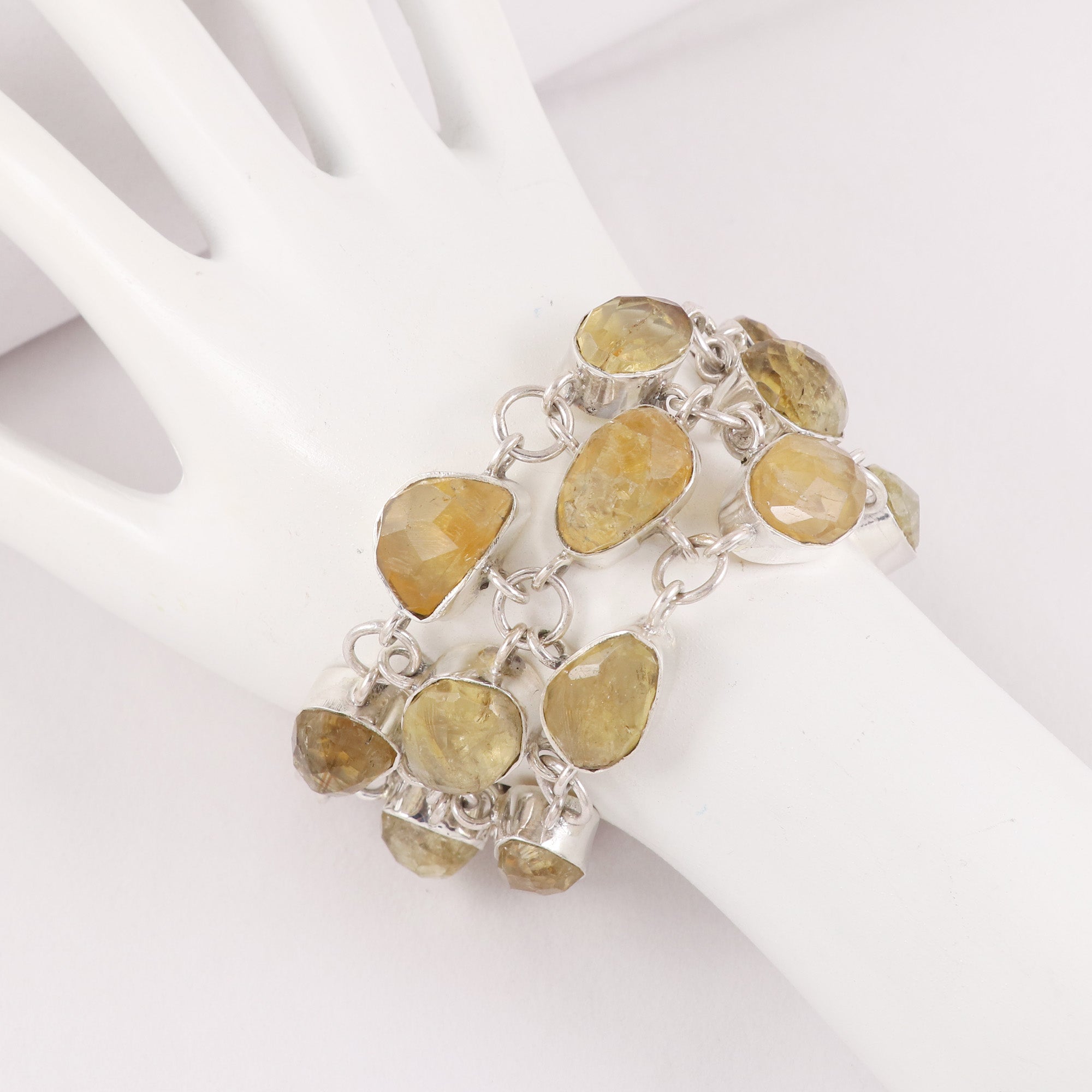 Natural Citrine Sterling Silver 925 Bracelet