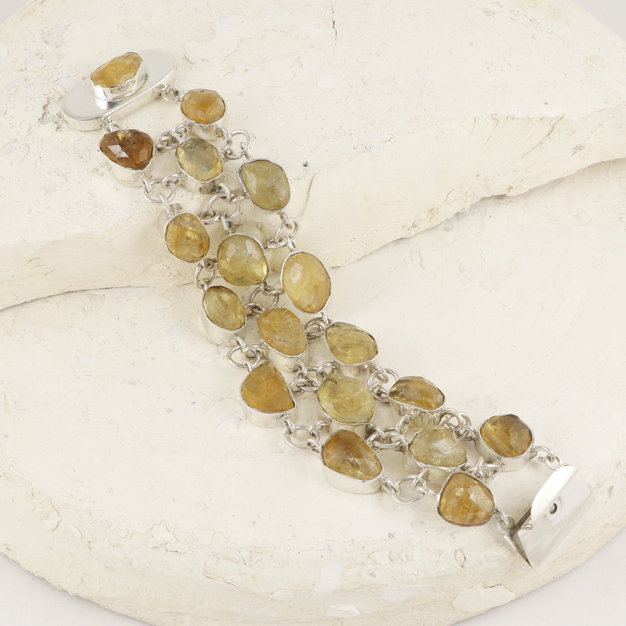 Natural Citrine Sterling Silver 925 Bracelet