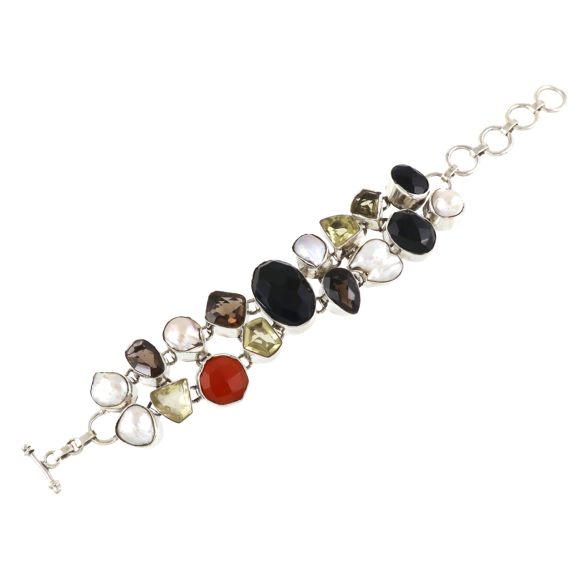 Natural Multi Stone Sterling Silver 925 Bracelet