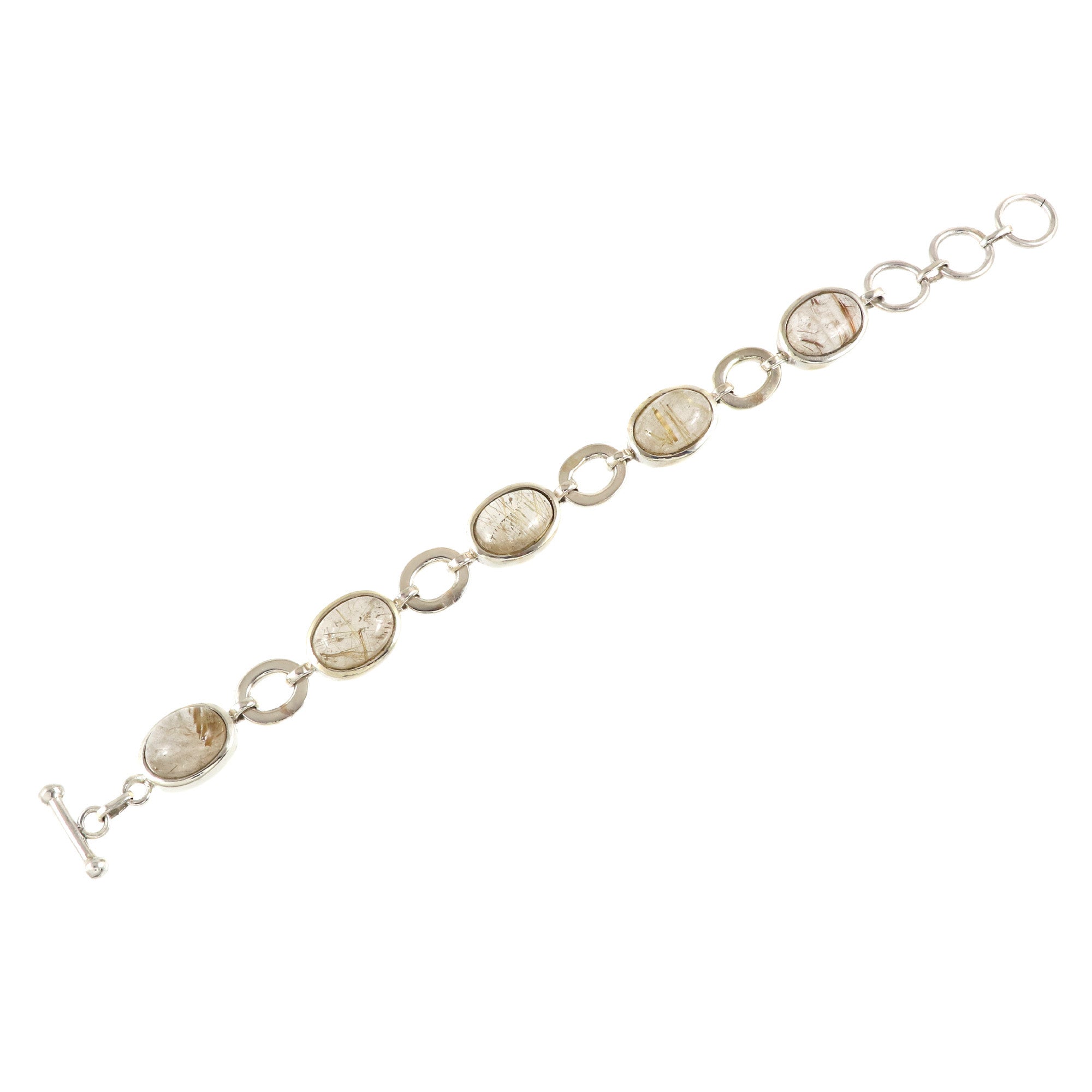 Natural Golden Rutile Sterling Silver 925 Bracelet