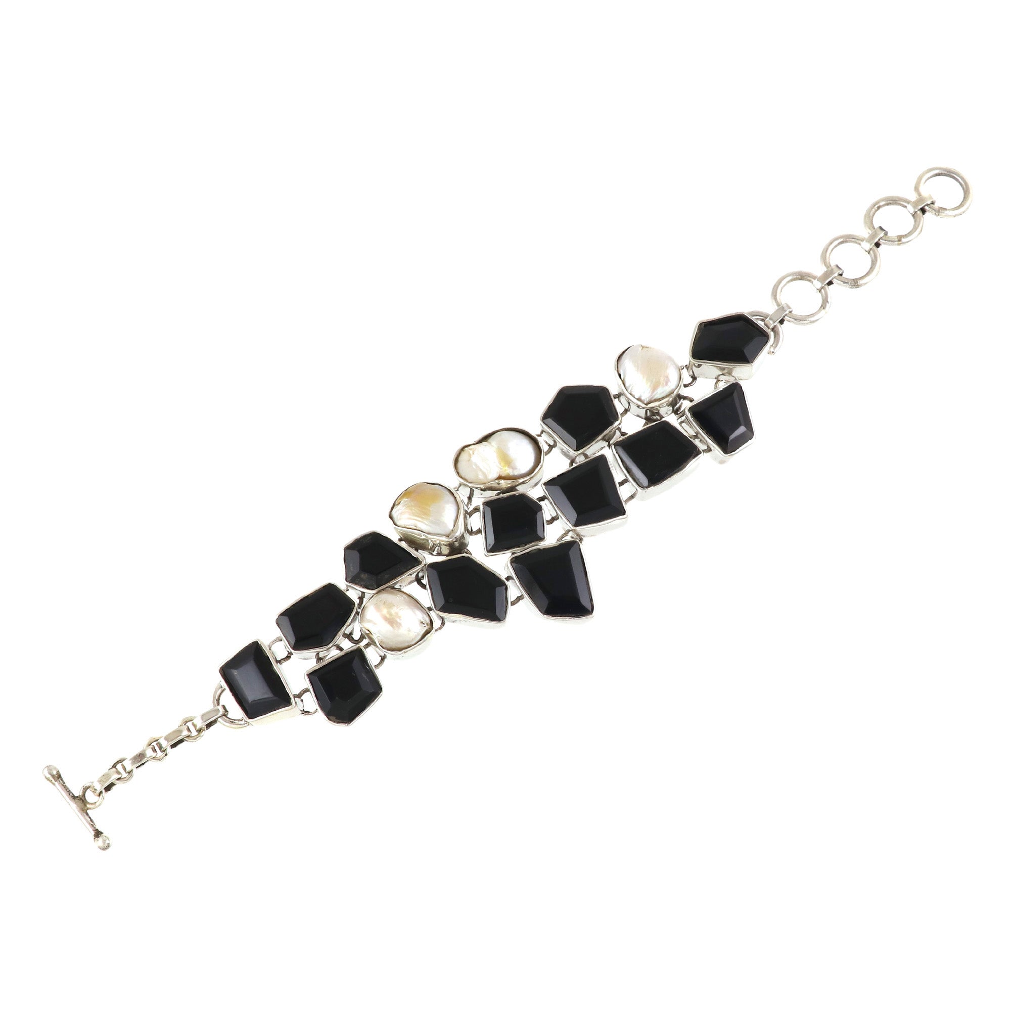 Natural Black Onyx Sterling Silver 925 Bracelet