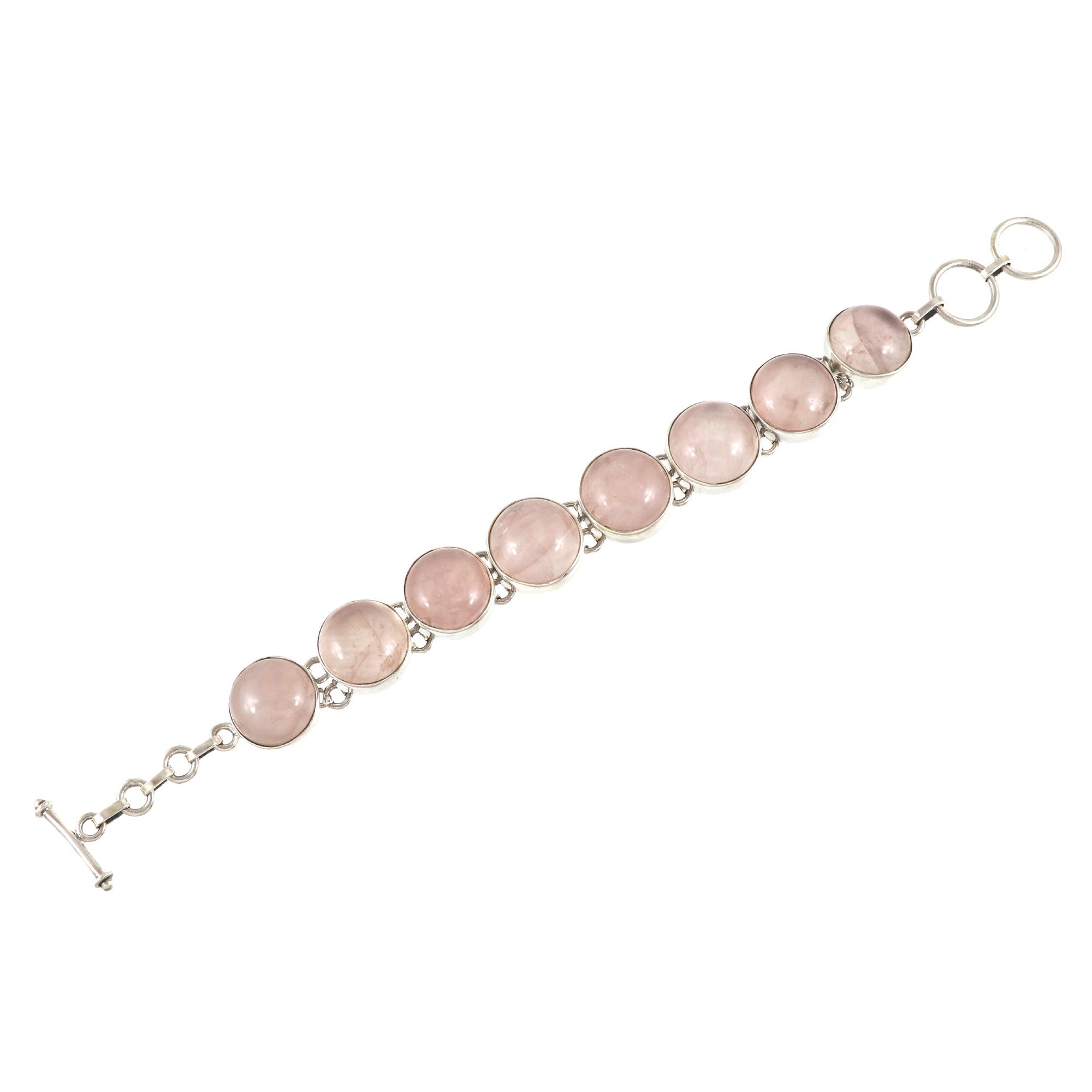 Natural Rose Quartz Sterling Silver 925 Bracelet