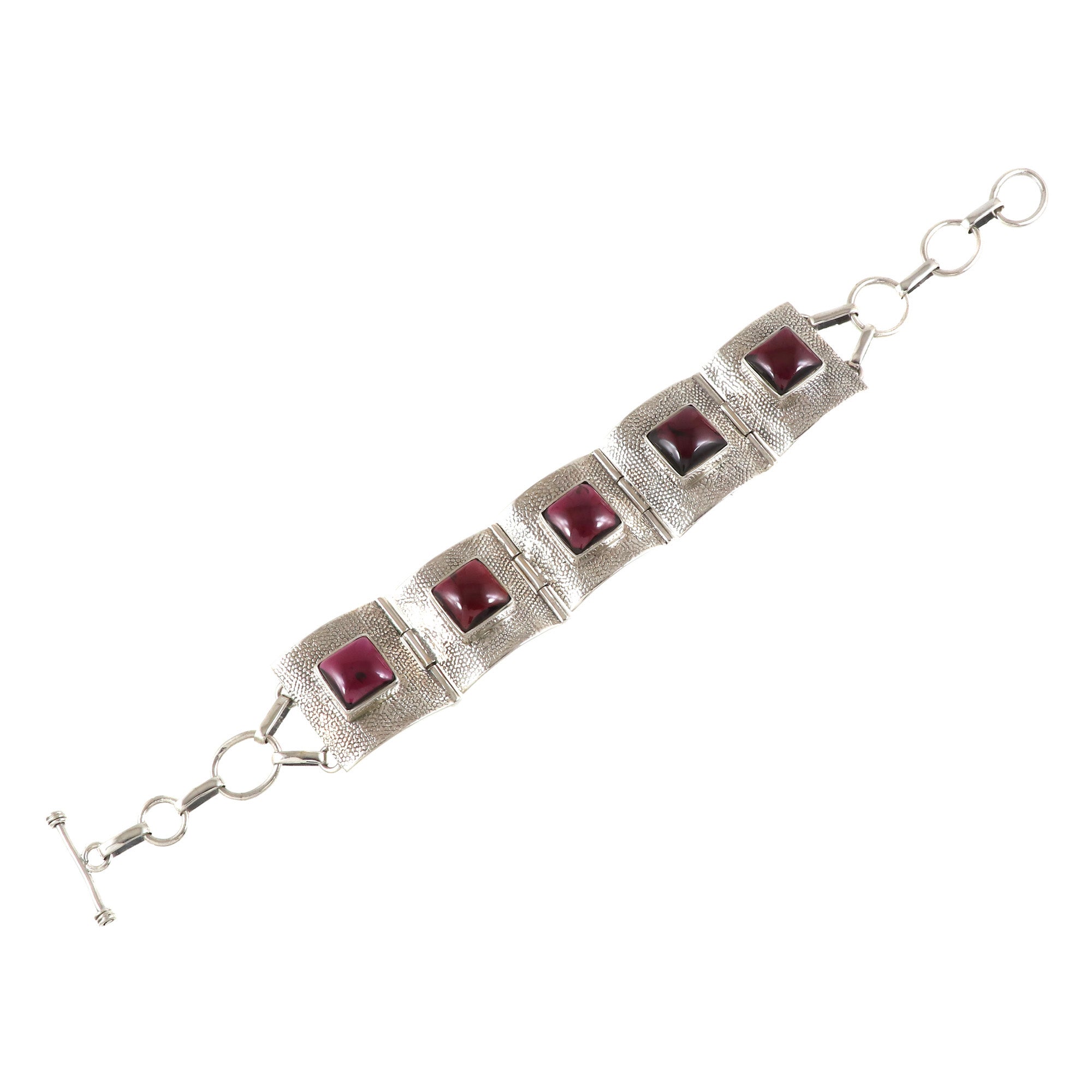Natural Garnet Sterling Silver 925 Bracelet