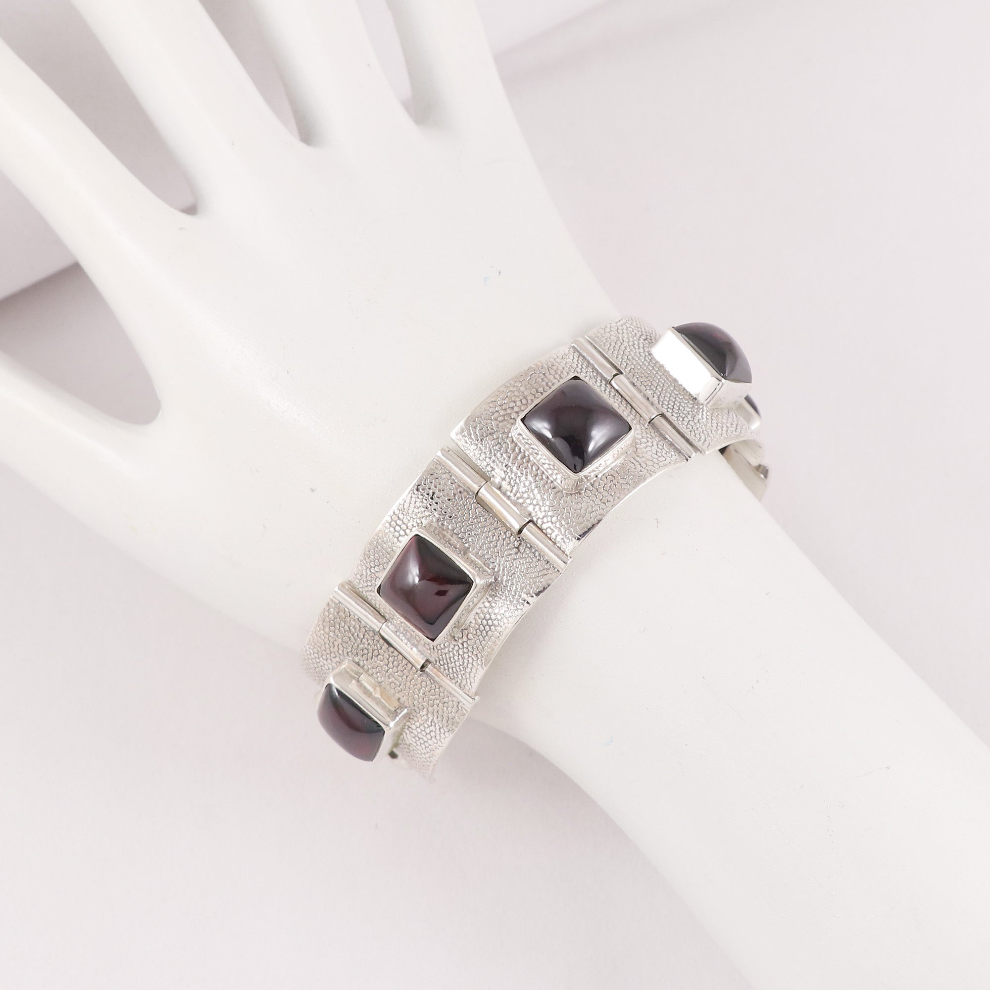 Natural Garnet Sterling Silver 925 Bracelet